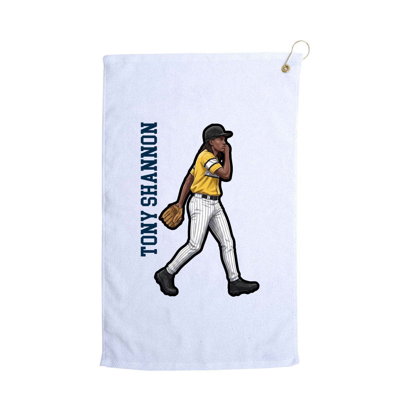 Golf Towel — Name Vertical in White