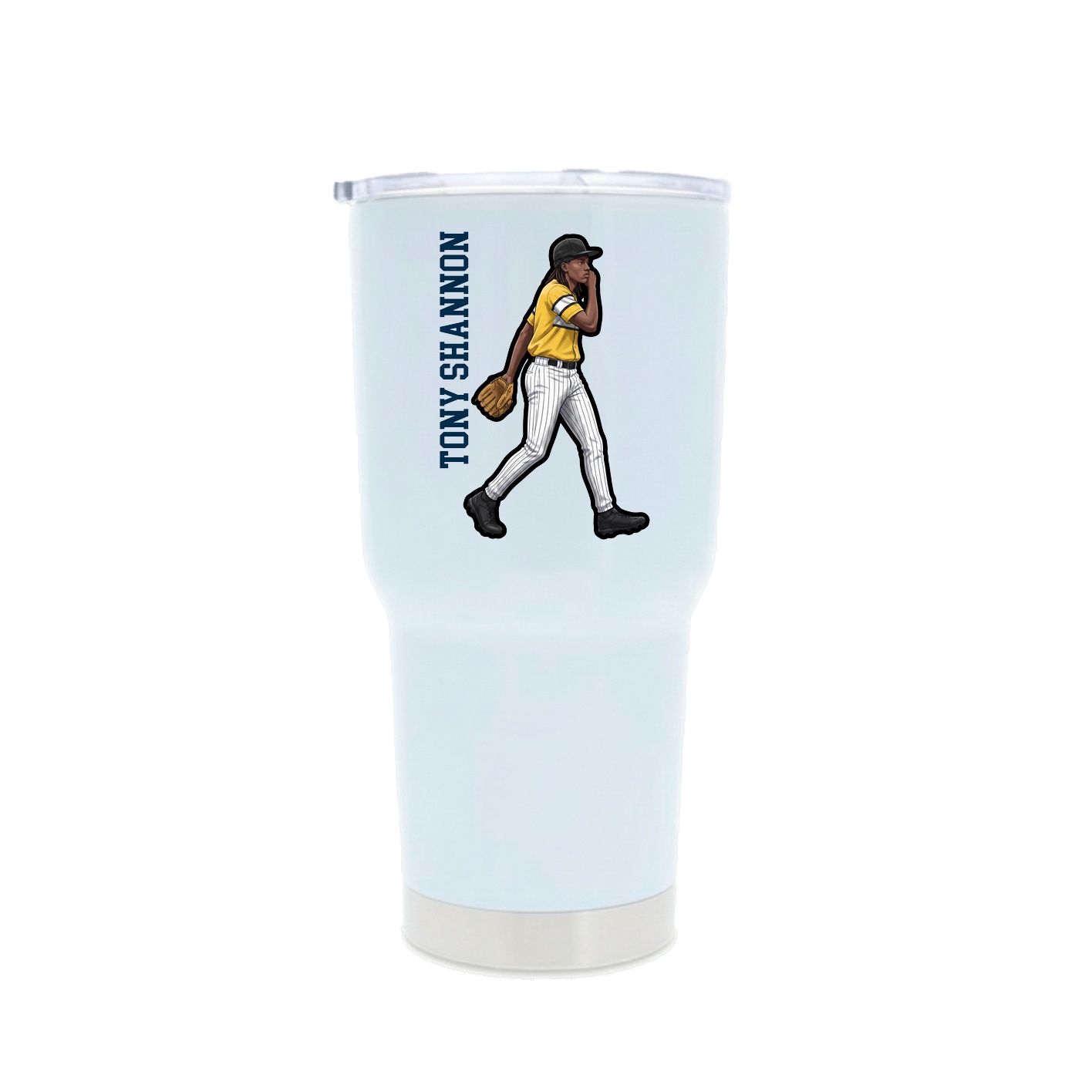 30oz Stainless Steel Tumbler — Name Vertical in White
