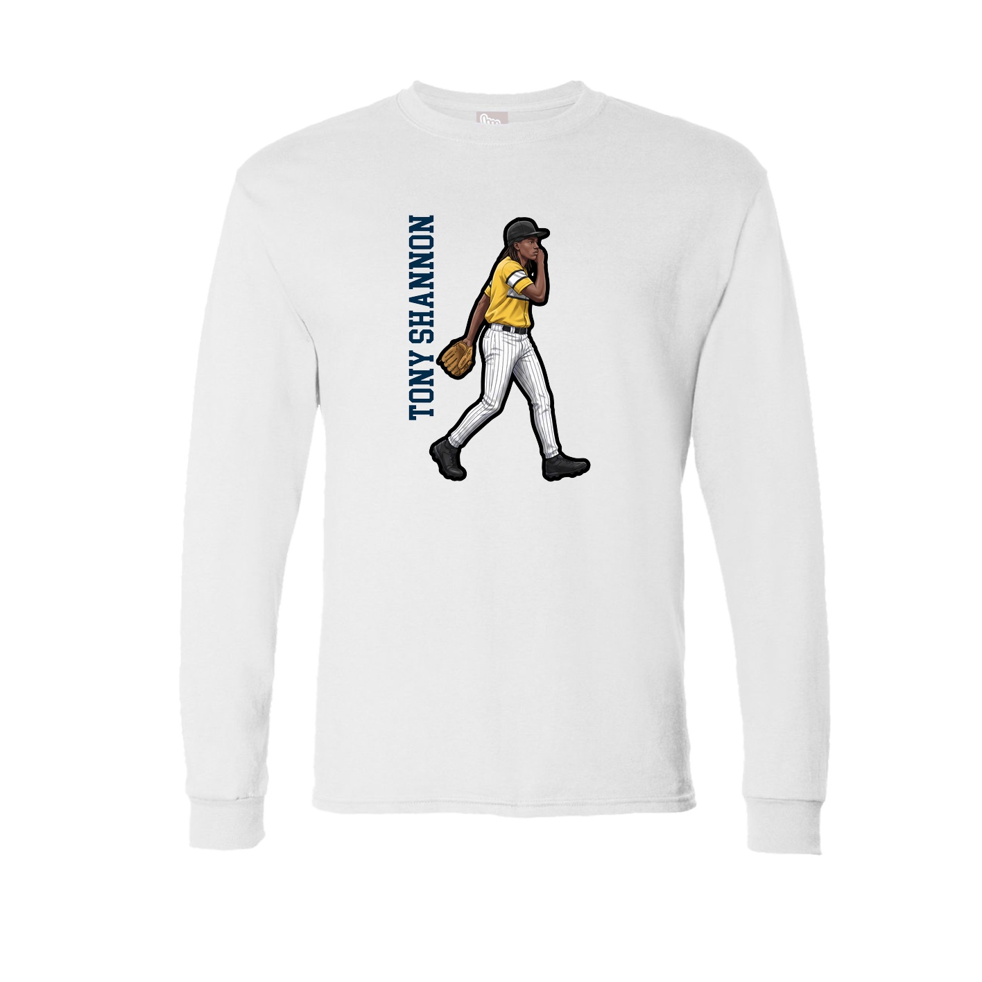 Long Sleeve Tee — Name Vertical in White