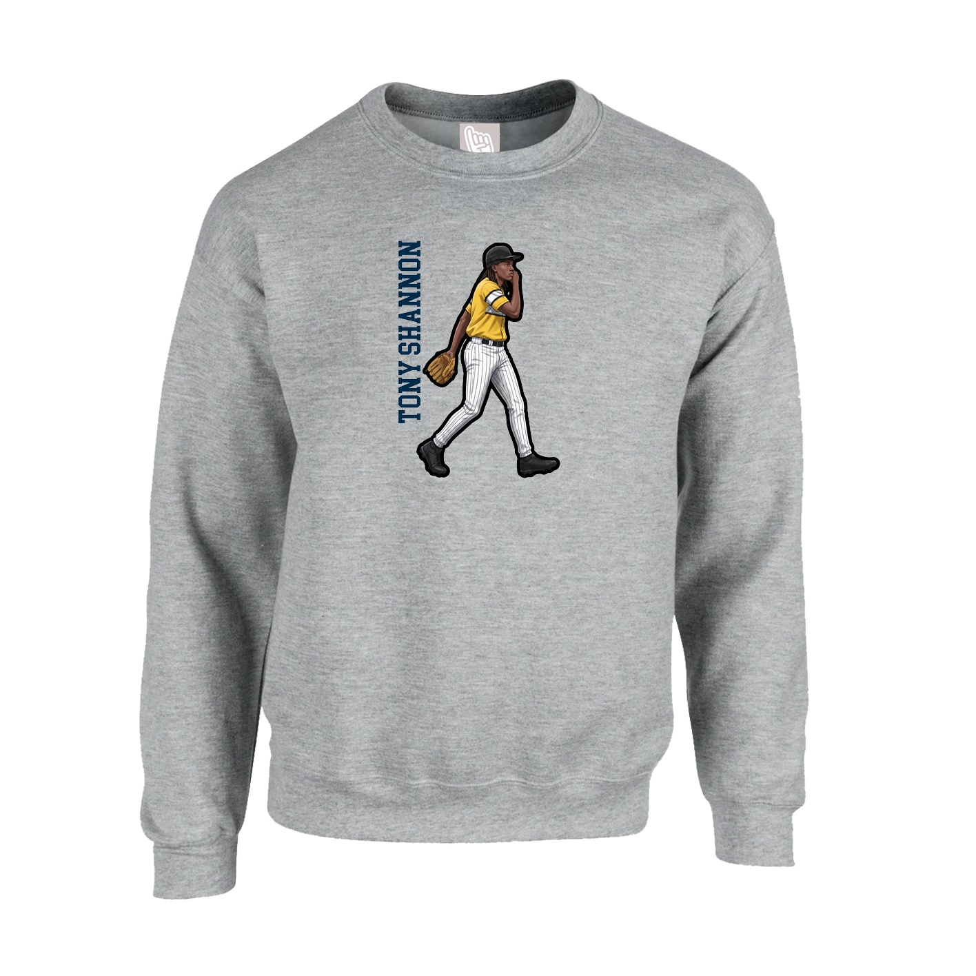 Fleece Crew — Name Vertical in Grey