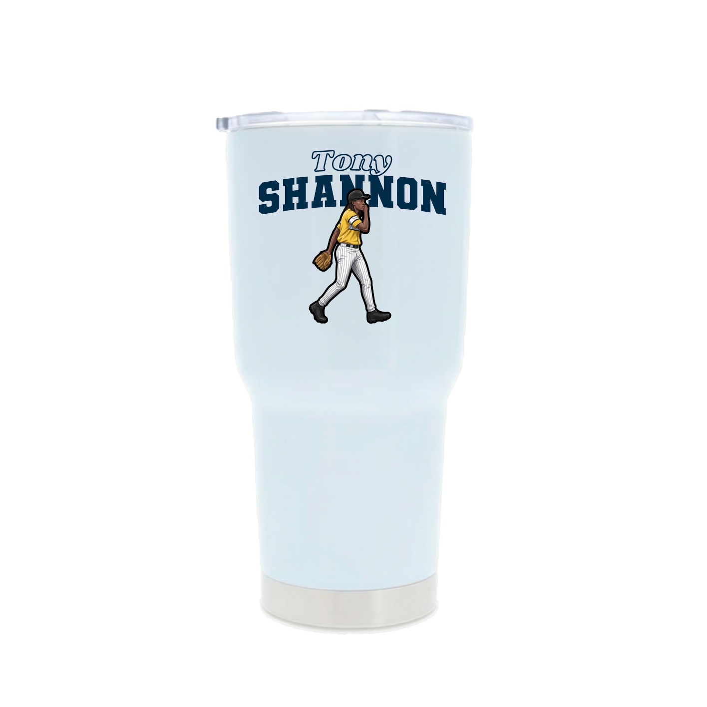 30oz Stainless Steel Tumbler — Name Arch in White