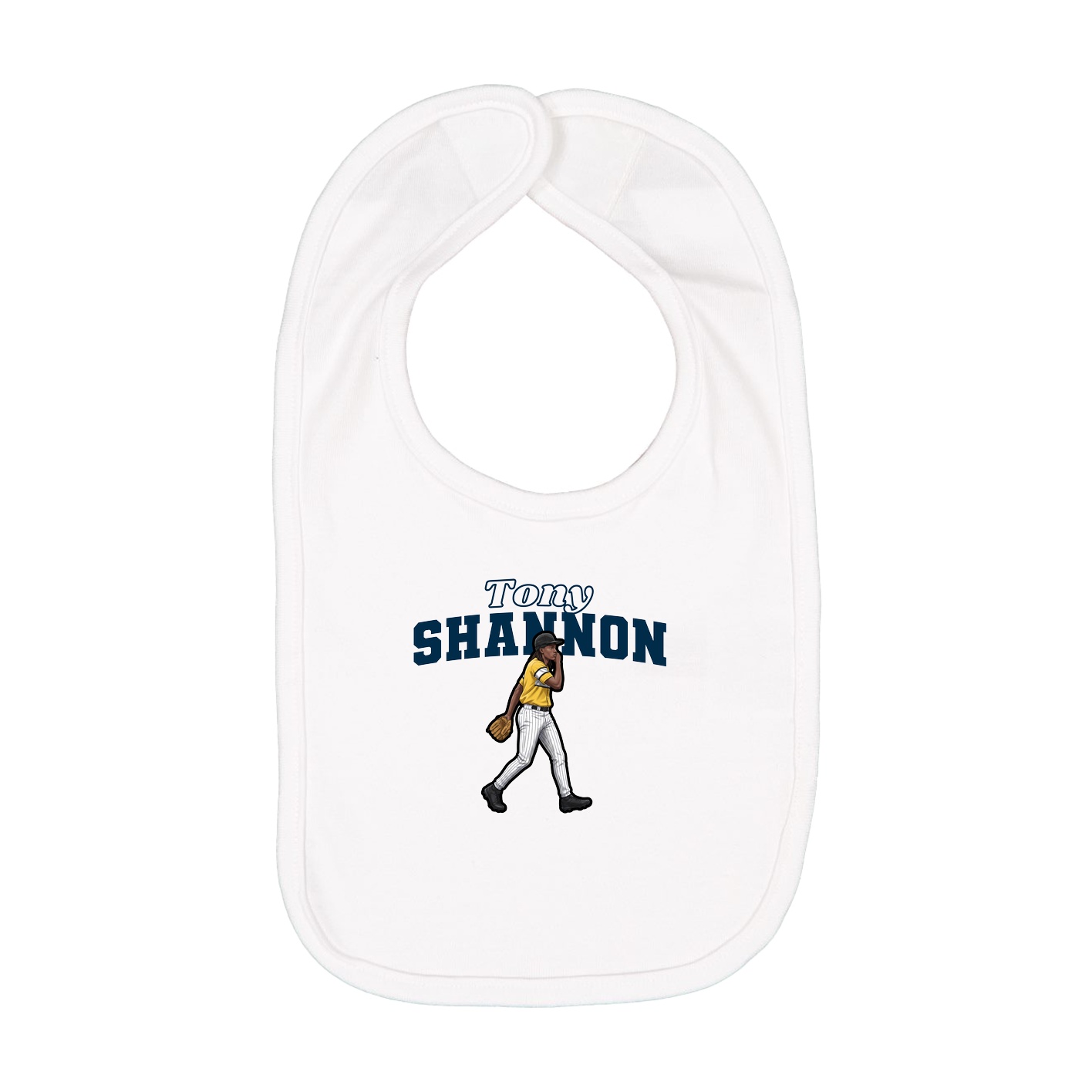 Infant Bib — Name Arch in White