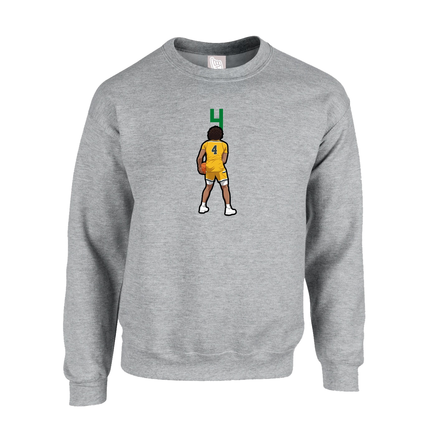 Fleece Crew — Number Top in Grey