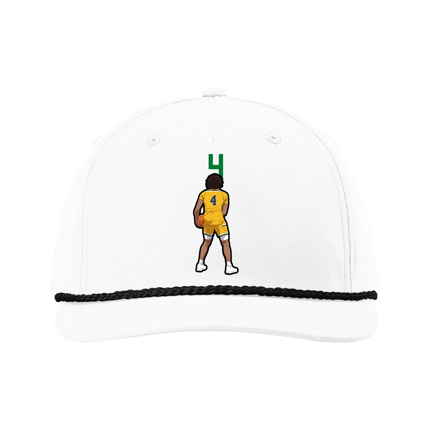 Five-Panel Classic Rope Cap — Number Top in White