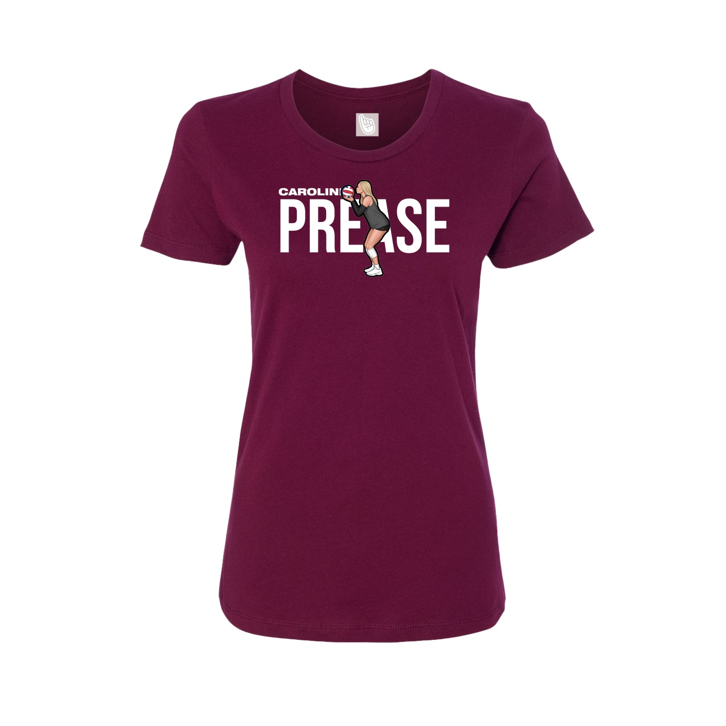 Fitted Women's Tee — Player Name in Maroon