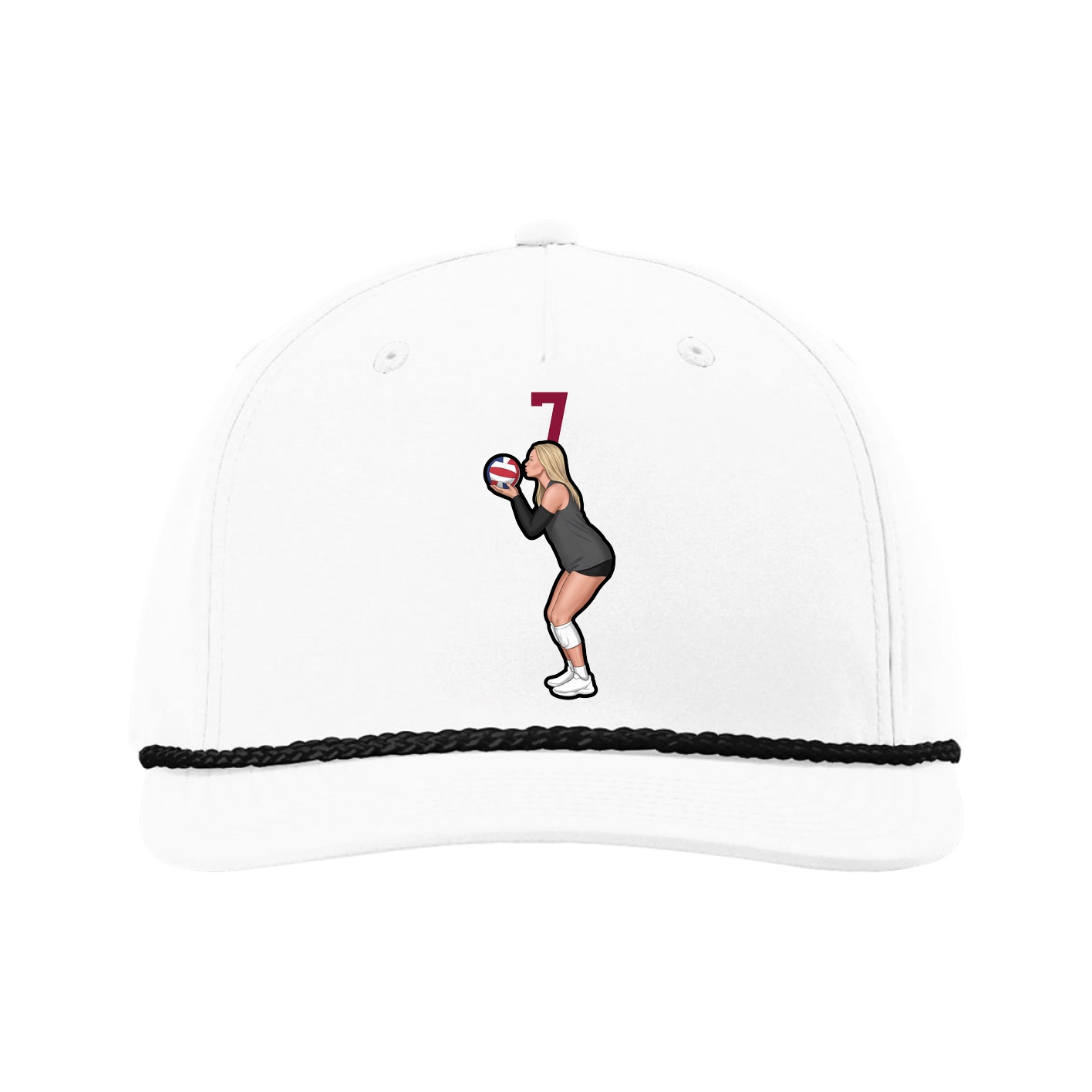 Five-Panel Classic Rope Cap — Number Top in White