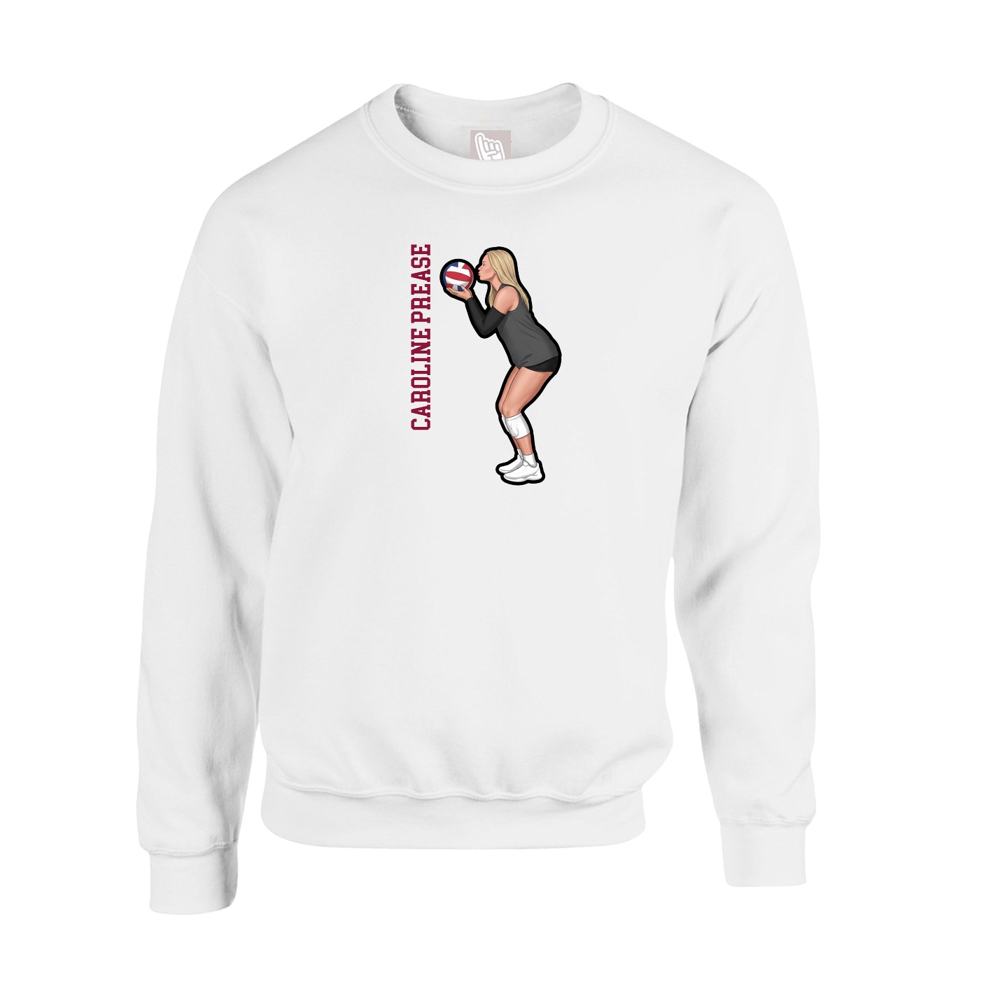 Fleece Crew — Name Vertical in White