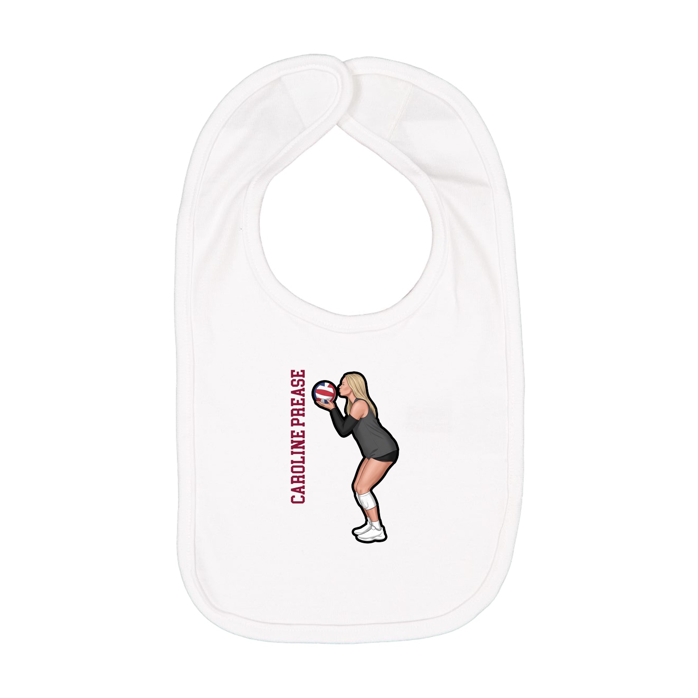 Infant Bib — Name Vertical in White