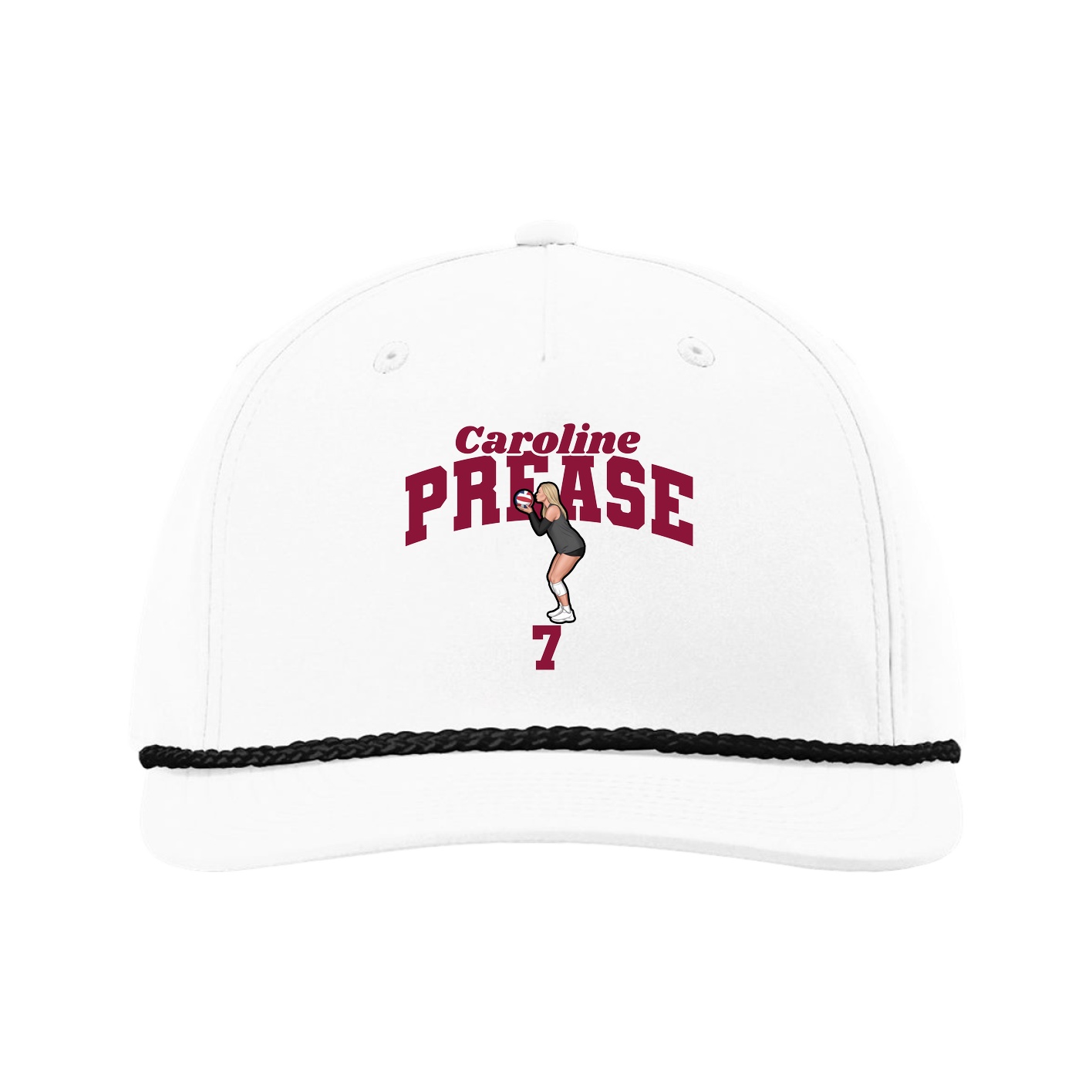 Five-Panel Classic Rope Cap — Signature Arch in White