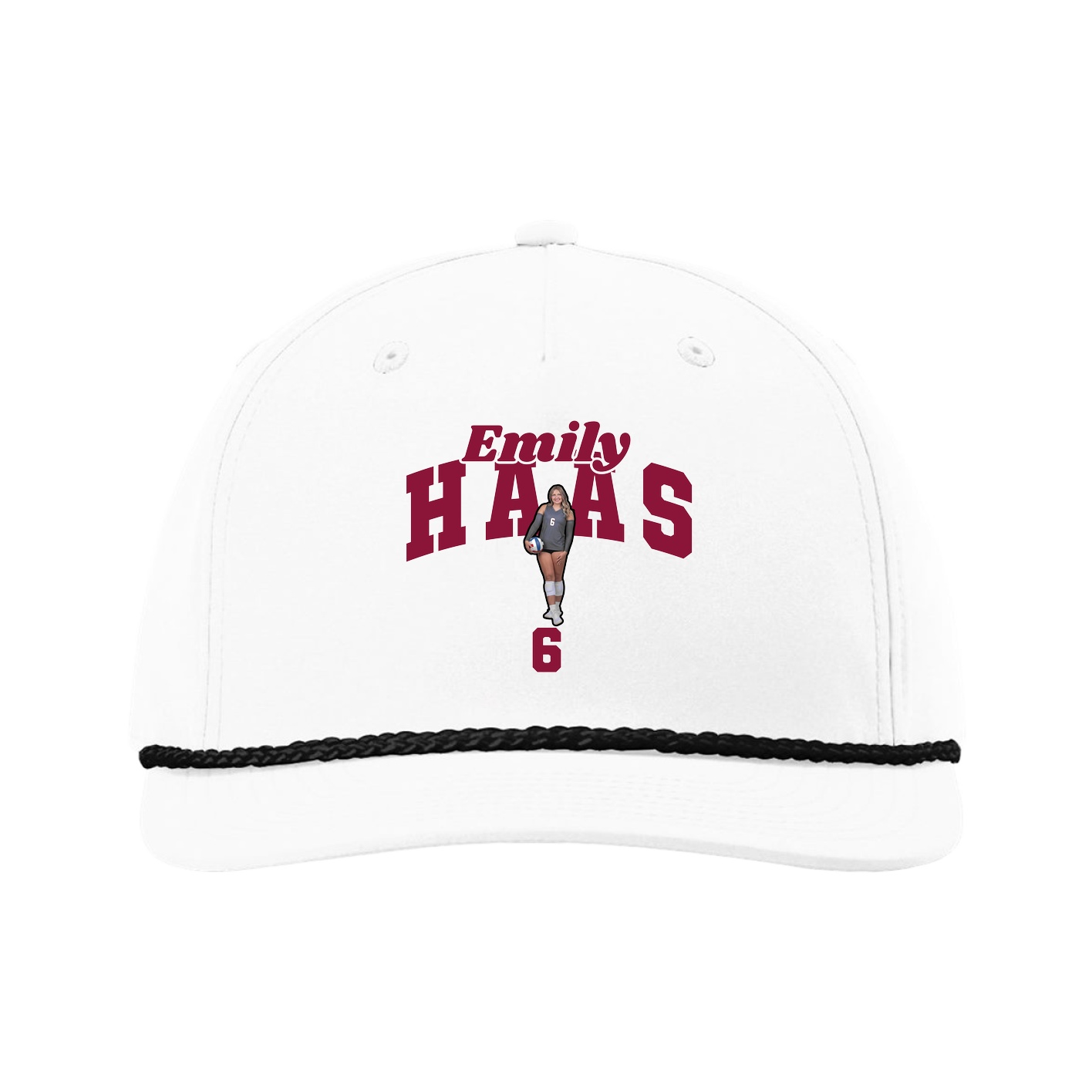 Five-Panel Classic Rope Cap — Signature Arch in White