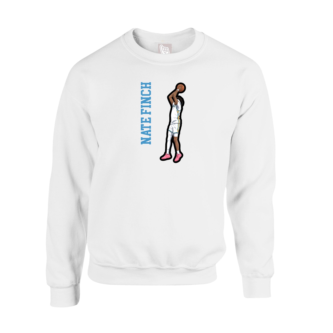 Fleece Crew — Name Vertical in White
