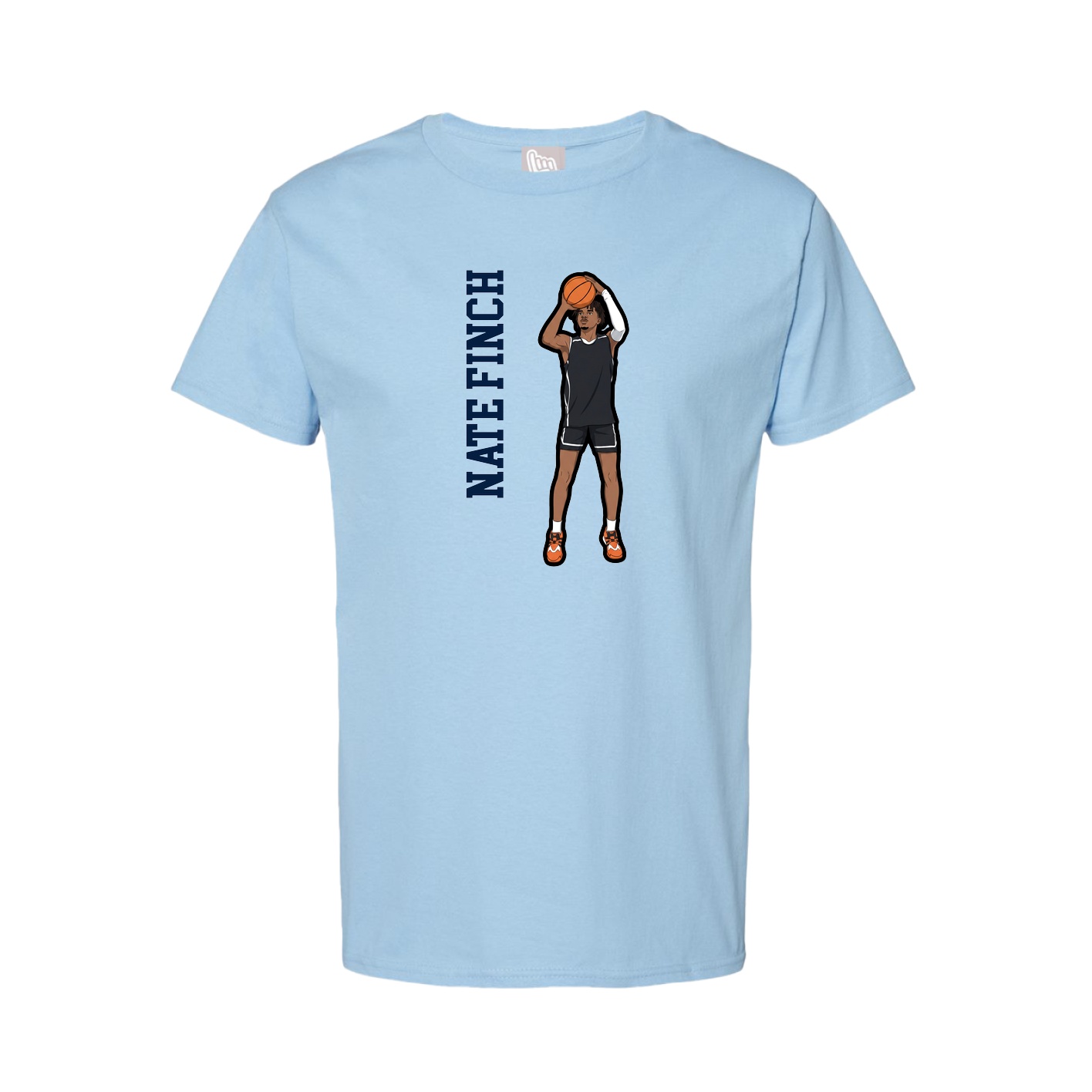 Youth Tee — Name Vertical in Light Blue