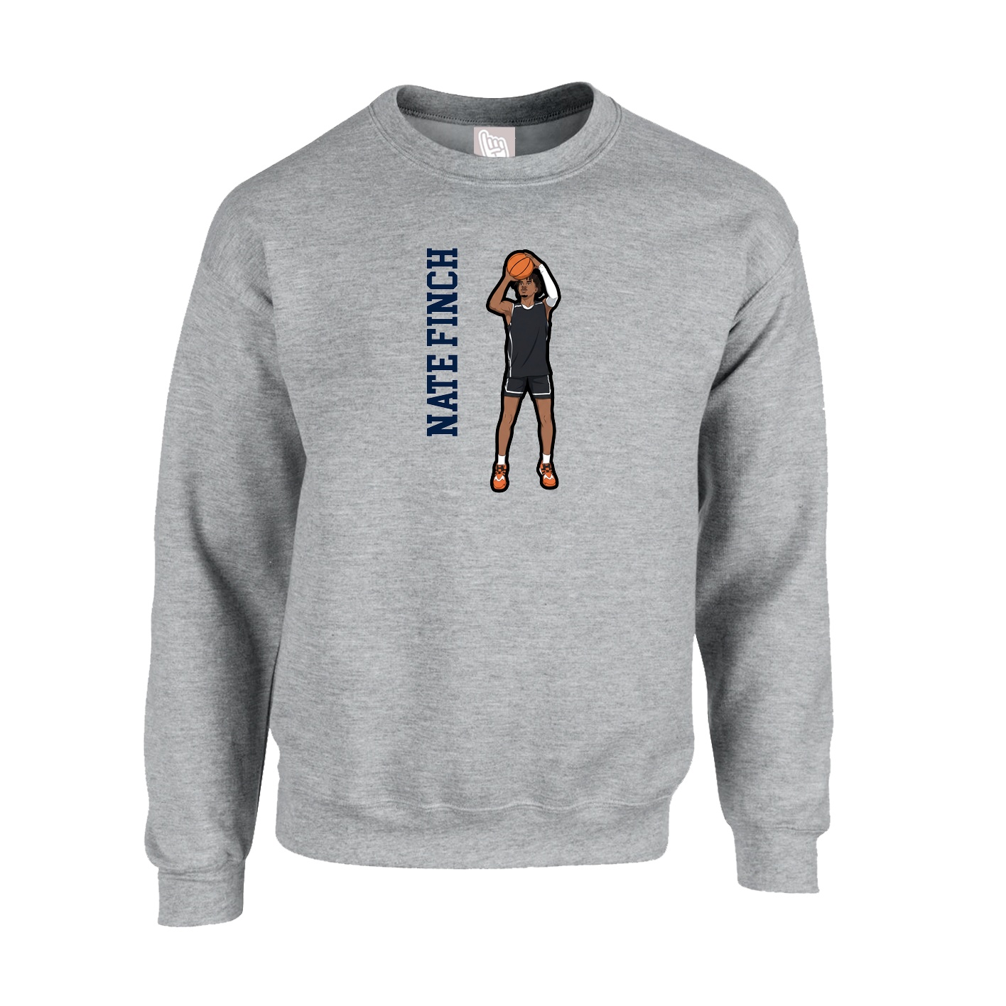 Fleece Crew — Name Vertical in Grey