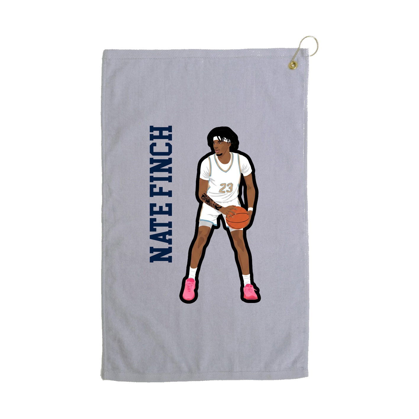 Golf Towel — Name Vertical in Grey