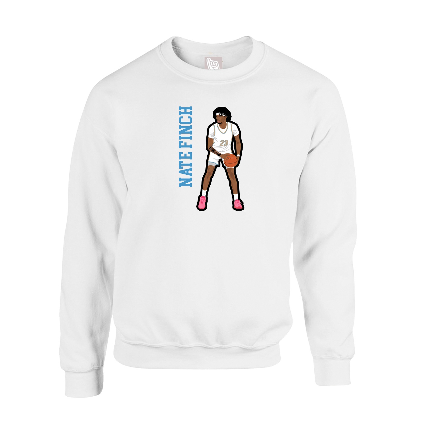 Fleece Crew — Name Vertical in White