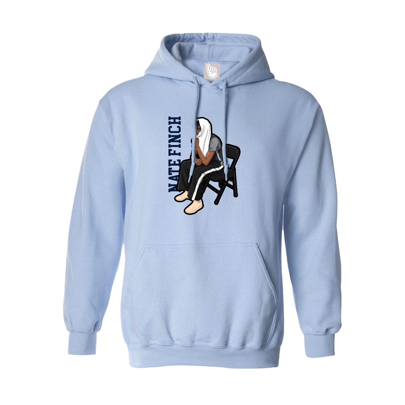Hoodie — Name Vertical in Light Blue