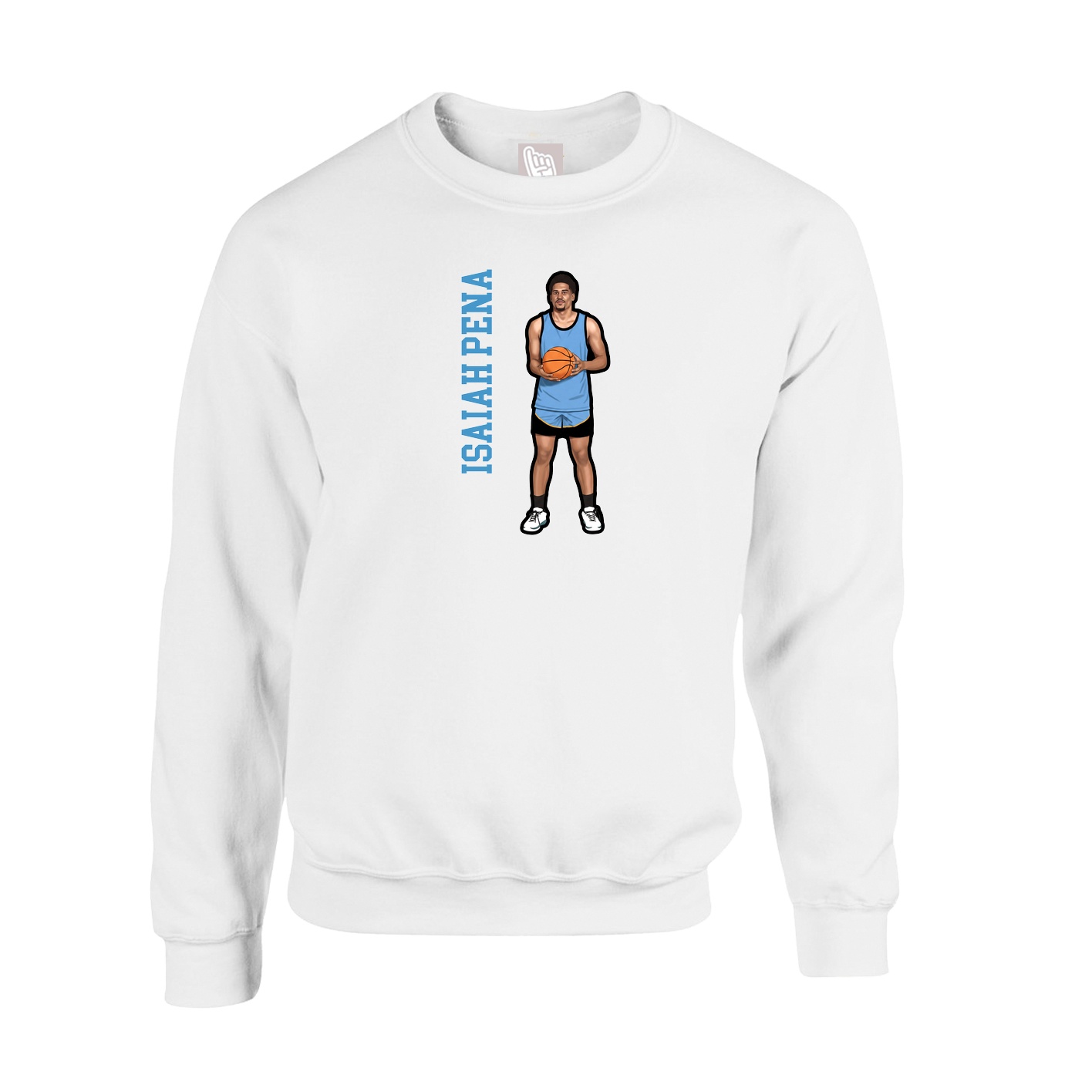 Fleece Crew — Name Vertical in White