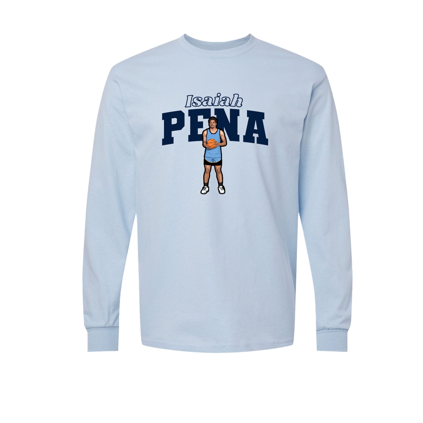 Long Sleeve Tee — Name Arch in Light Blue