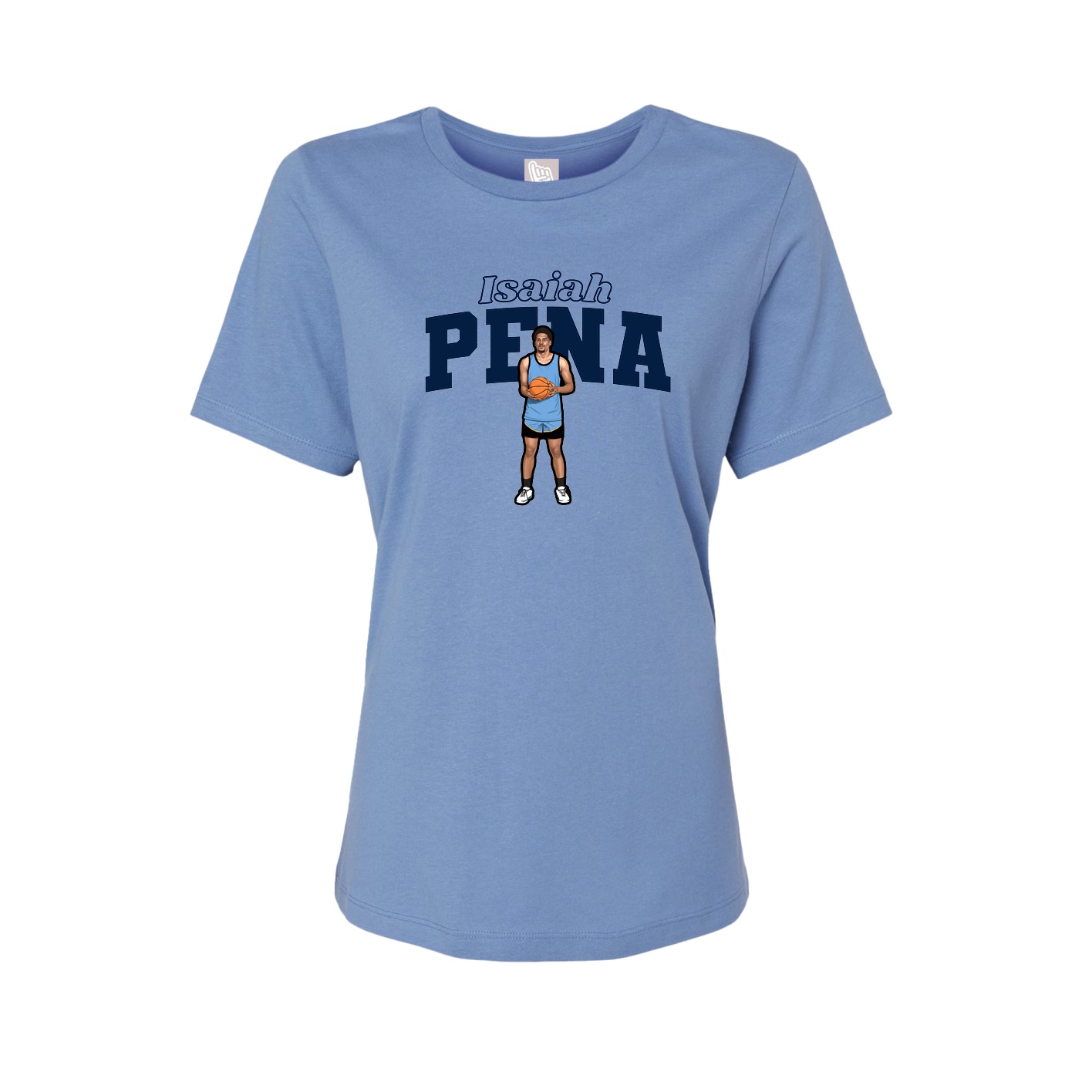 Fitted Women's Tee — Name Arch in Powder Blue