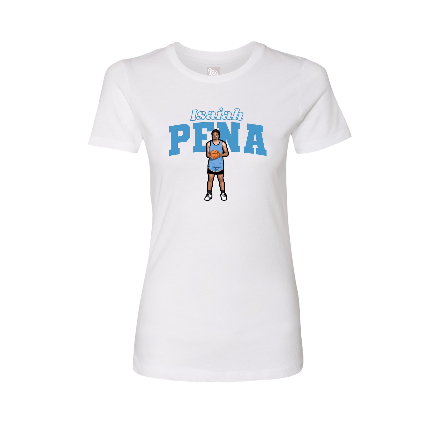 Fitted Women's Tee — Name Arch in White