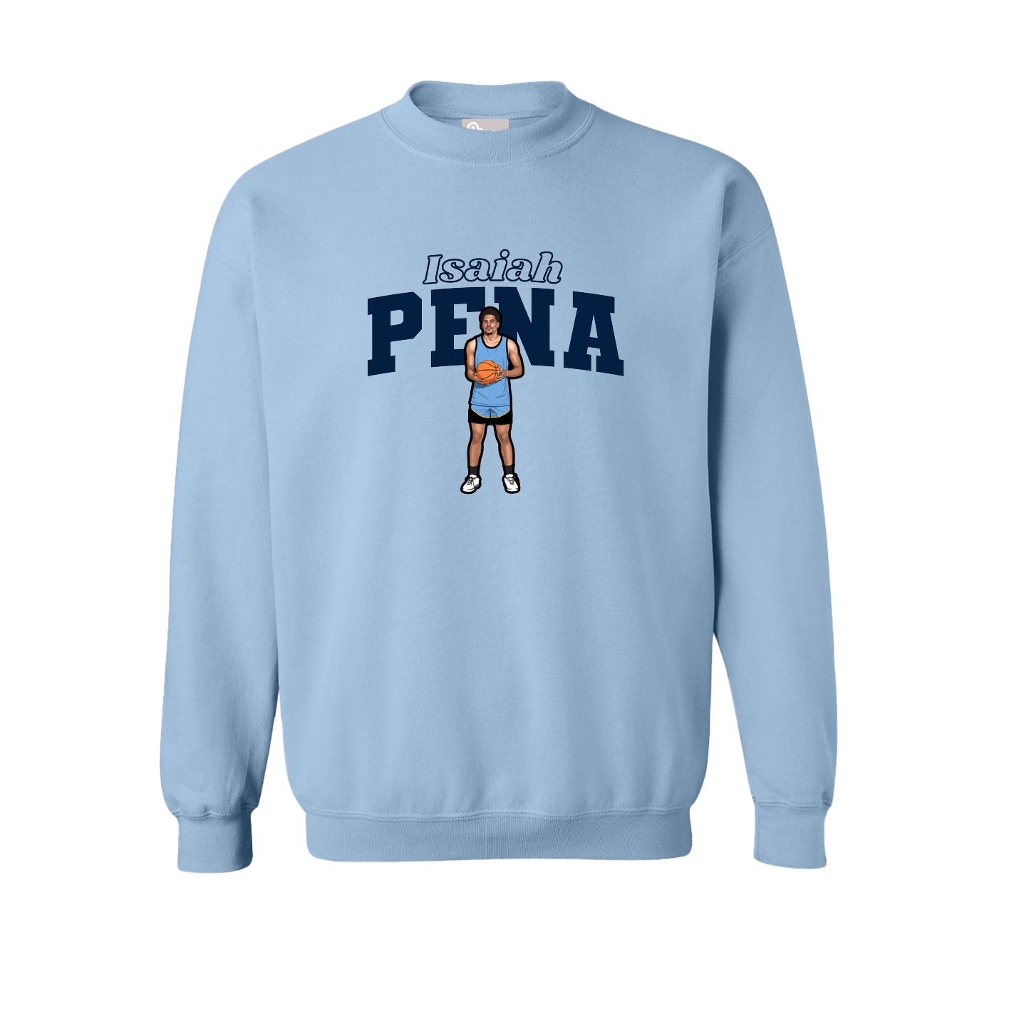 Fleece Crew — Name Arch in Light Blue
