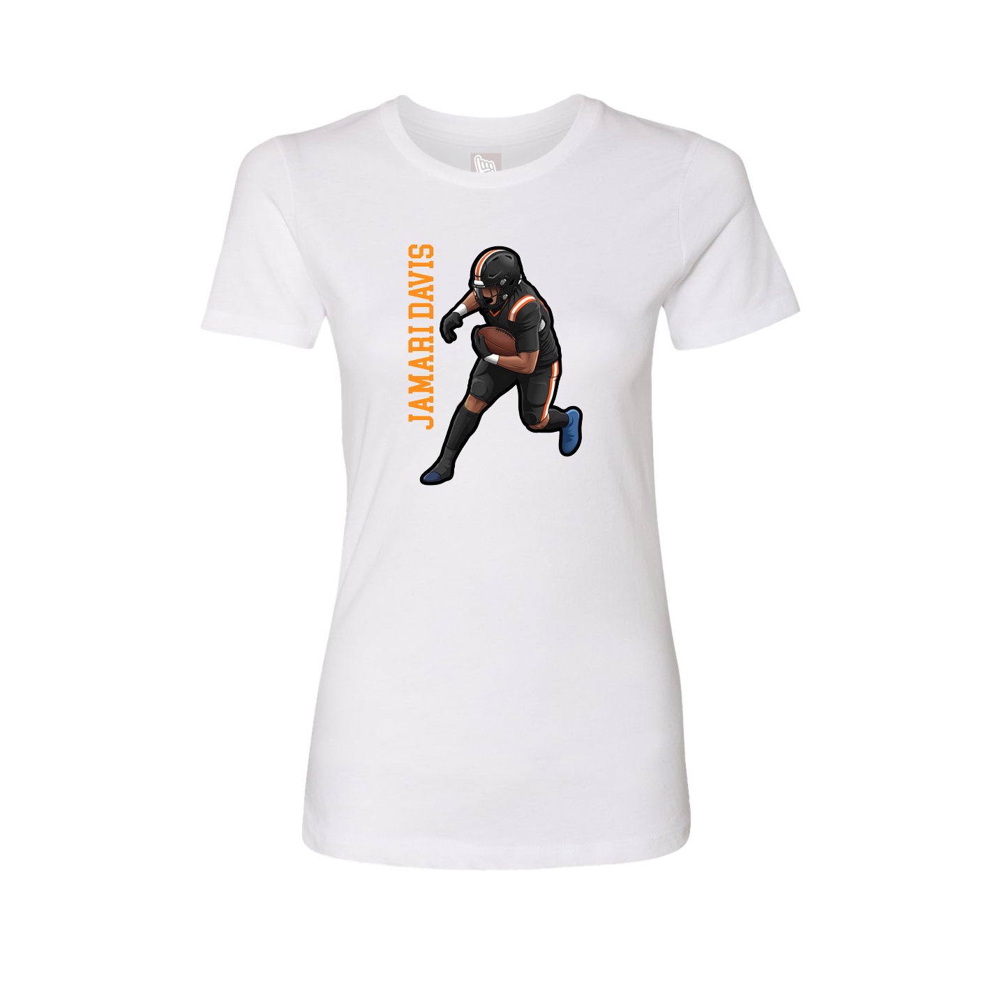 Fitted Women's Tee — Name Vertical in White
