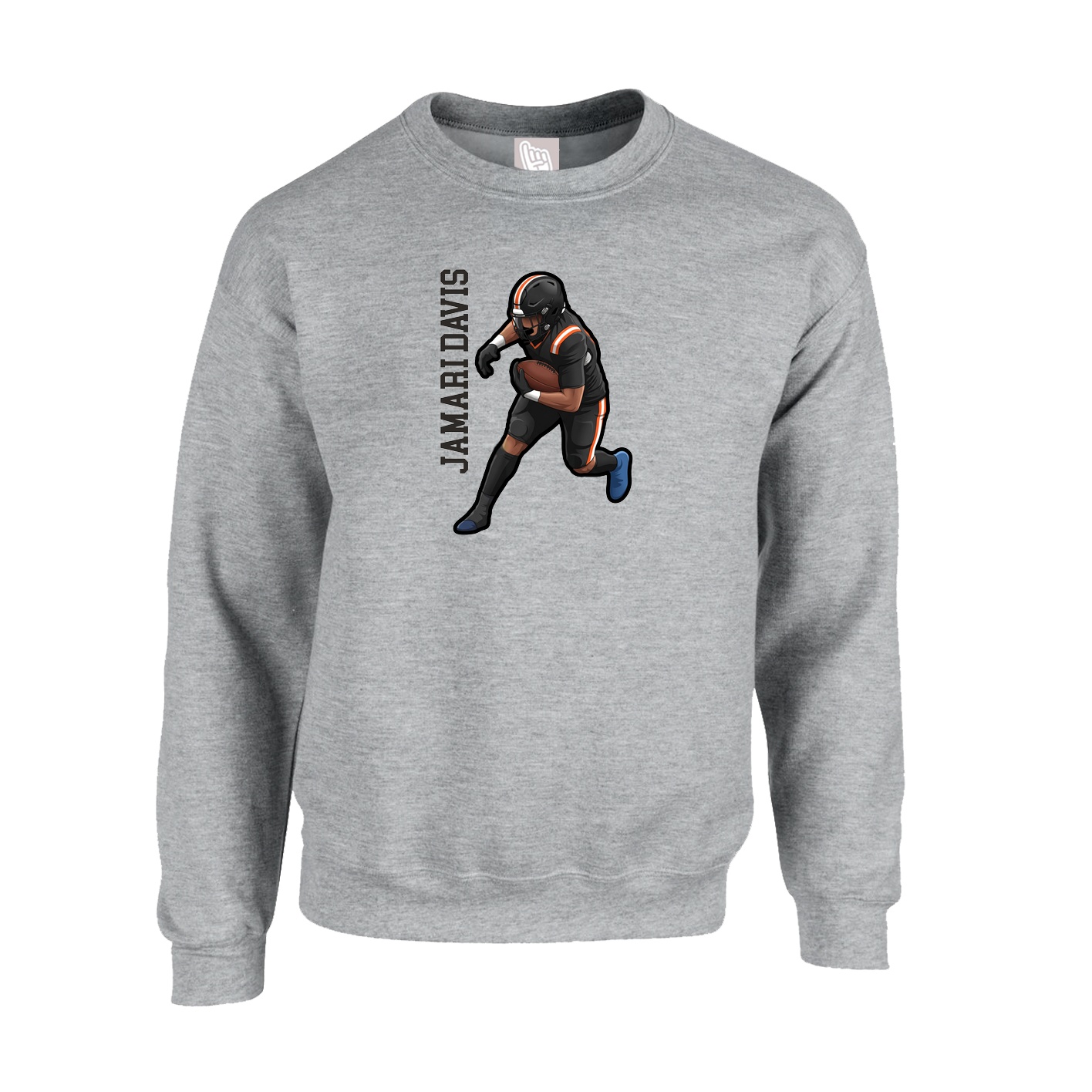 Fleece Crew — Name Vertical in Grey