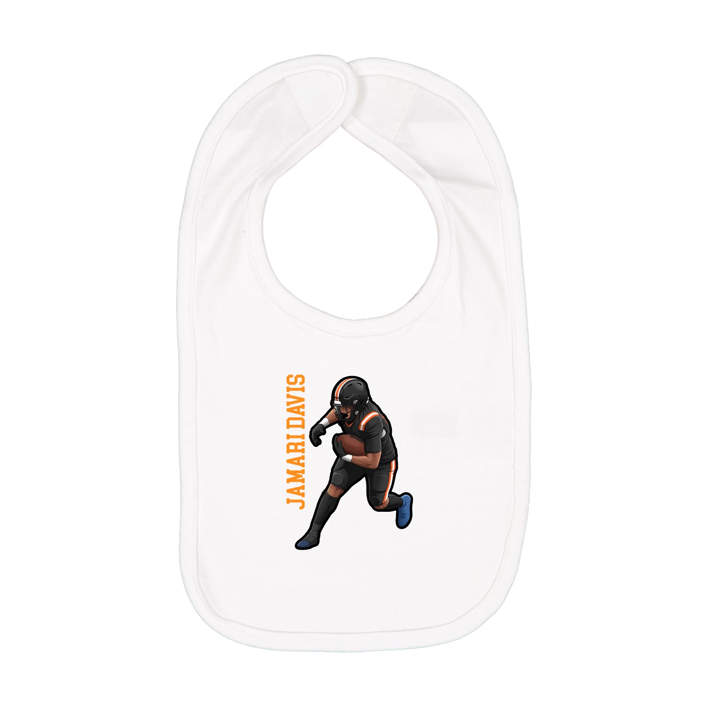 Infant Bib — Name Vertical in White