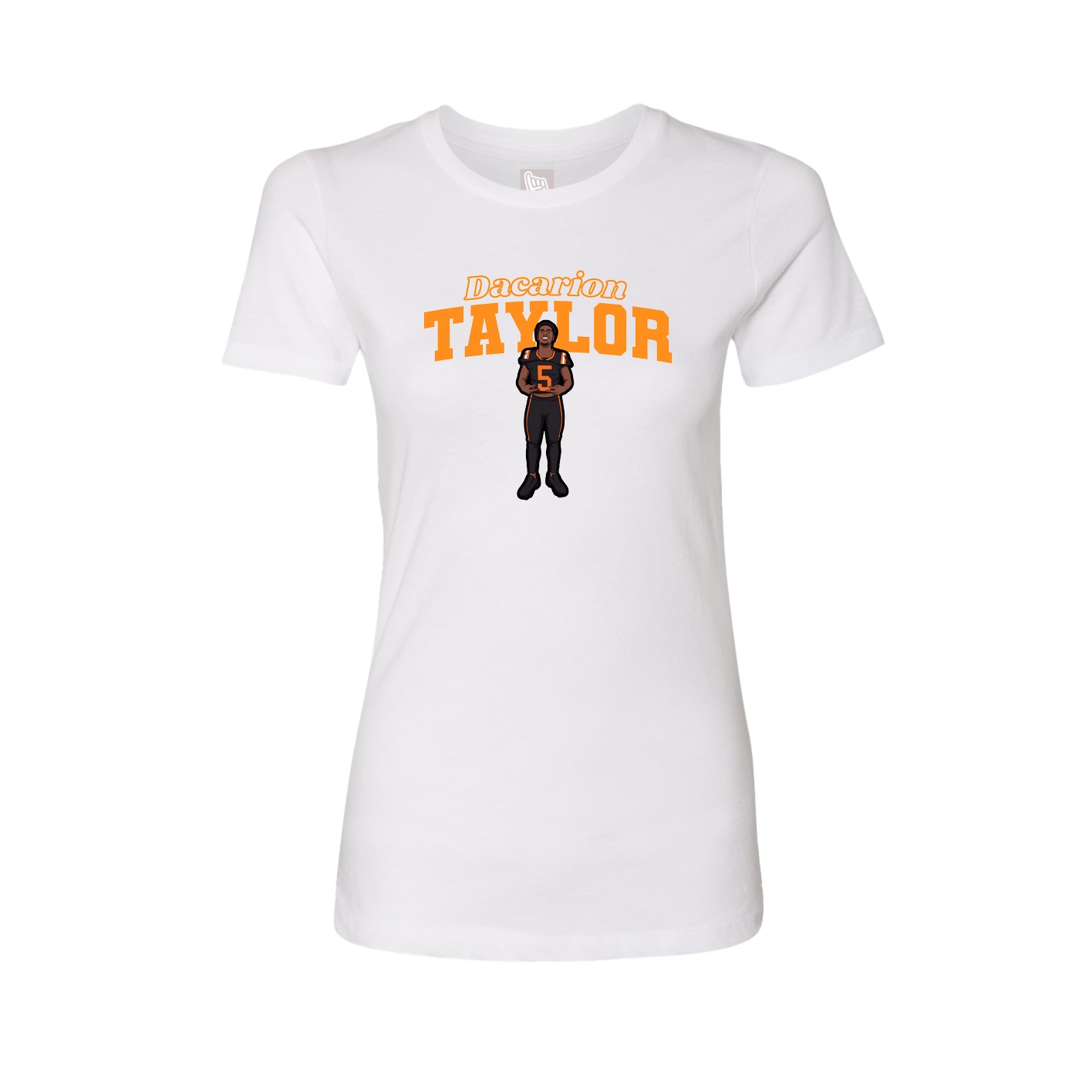 Fitted Women's Tee — Name Arch in White