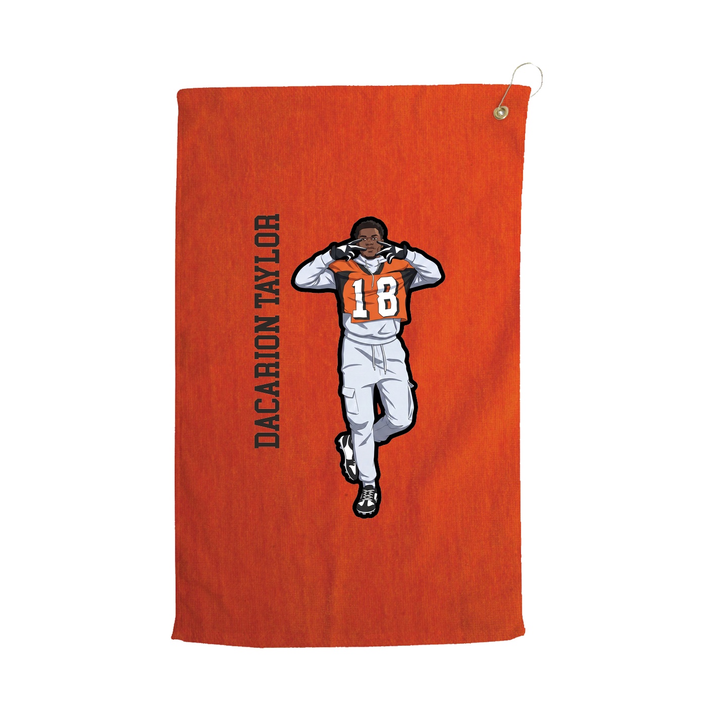 Golf Towel — Name Vertical in Orange