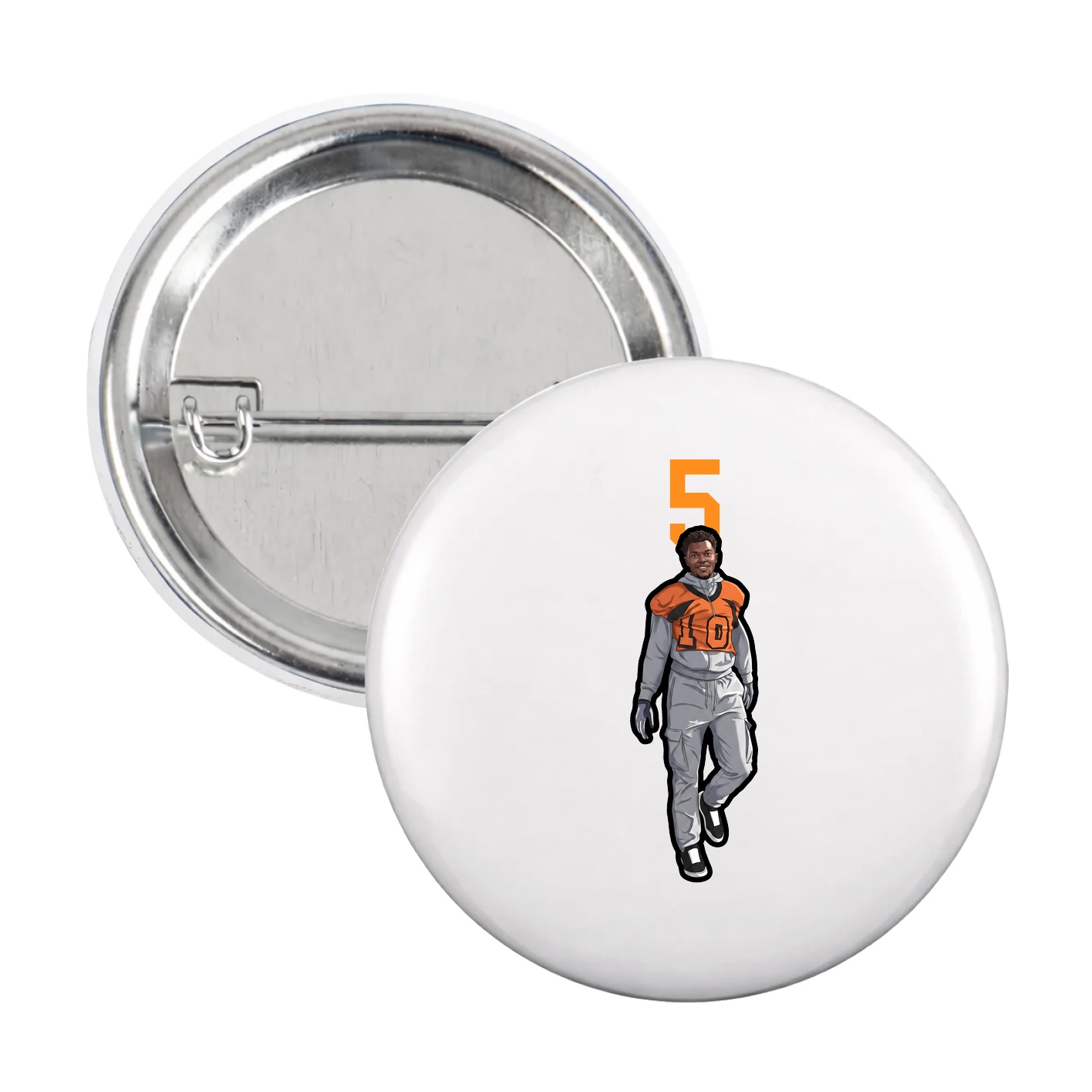 Game Day Button — Number Top in White