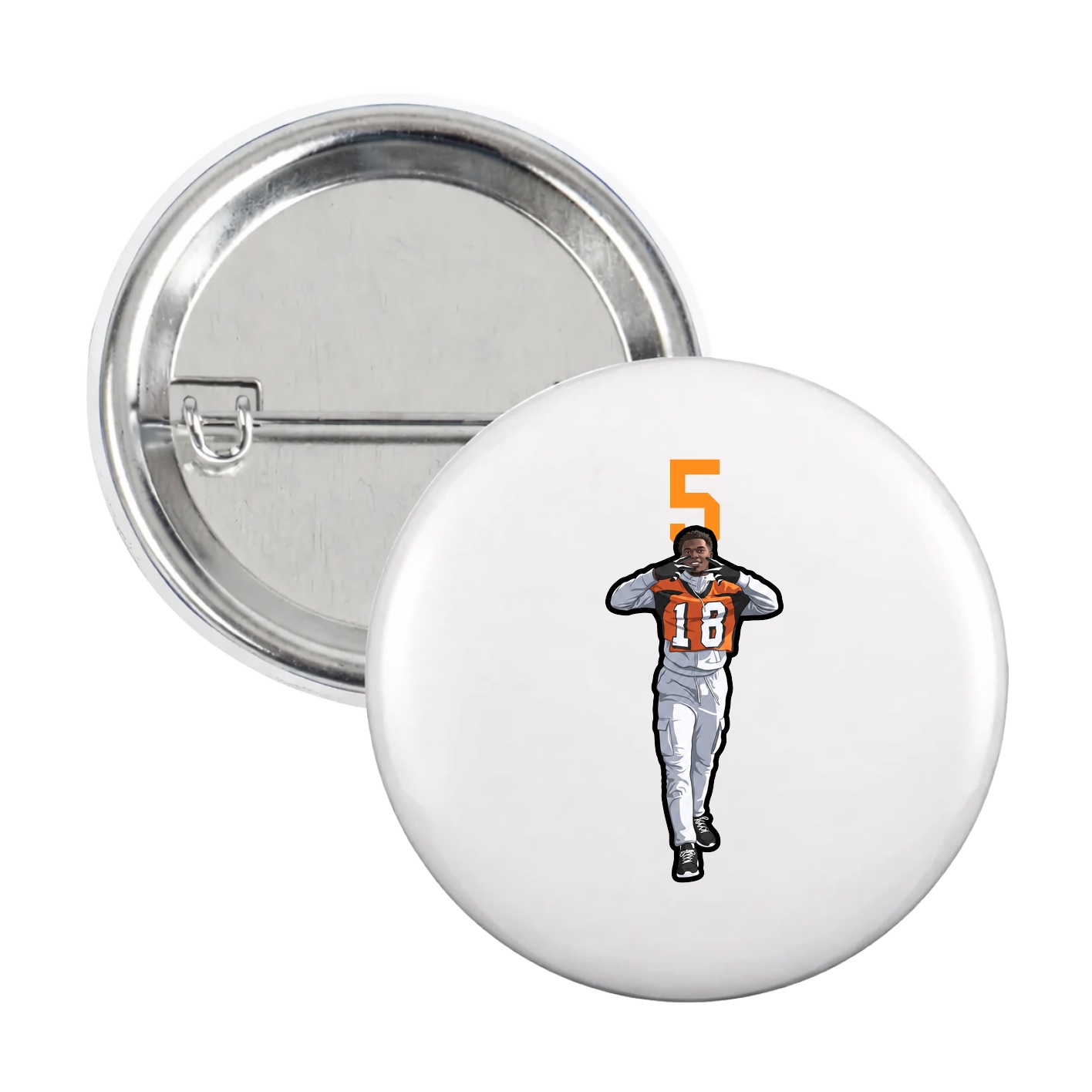 Game Day Button — Number Top in White