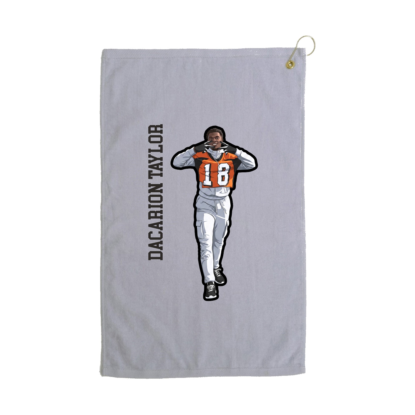 Golf Towel — Name Vertical in Grey
