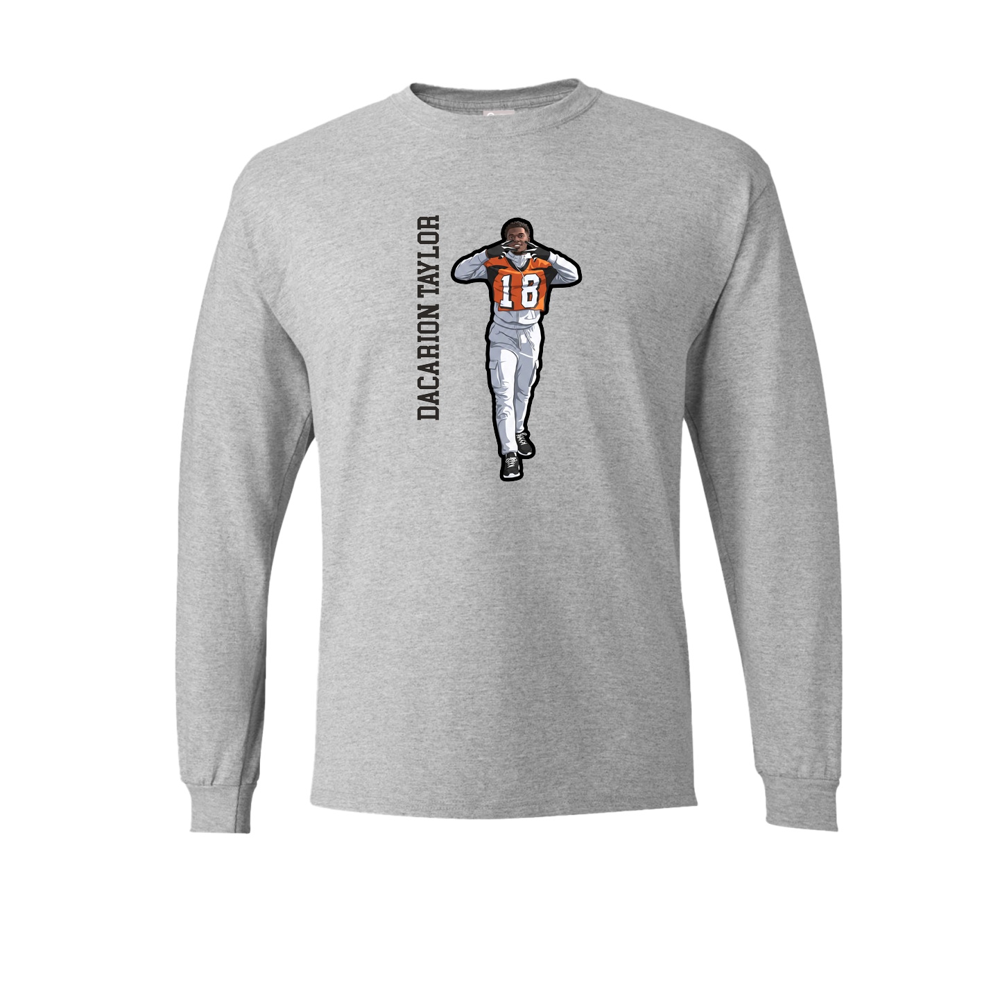 Long Sleeve Tee — Name Vertical in Grey