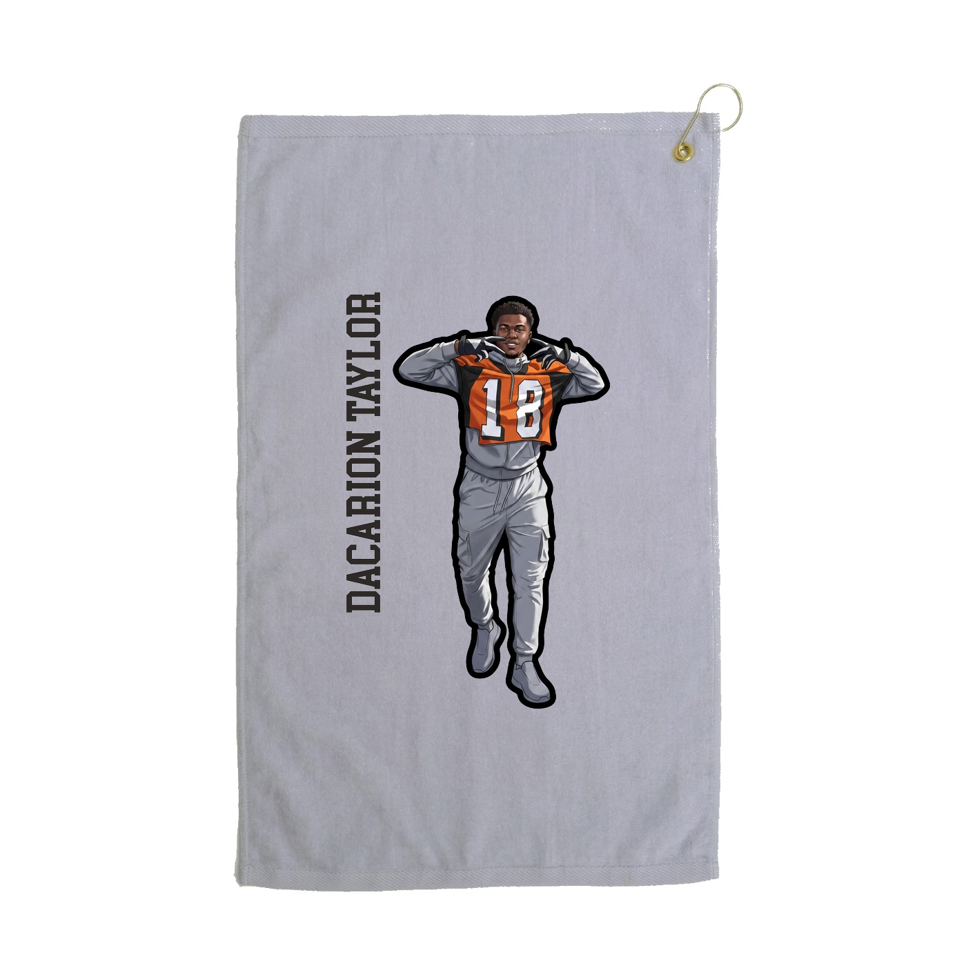 Golf Towel — Name Vertical in Grey