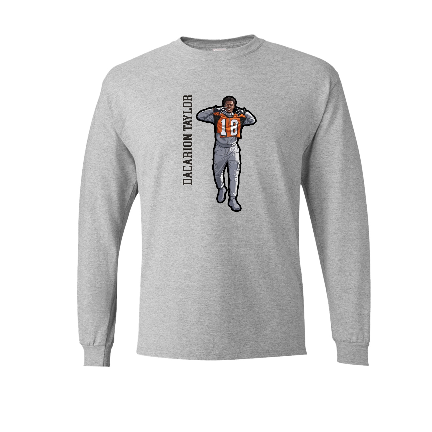 Long Sleeve Tee — Name Vertical in Grey