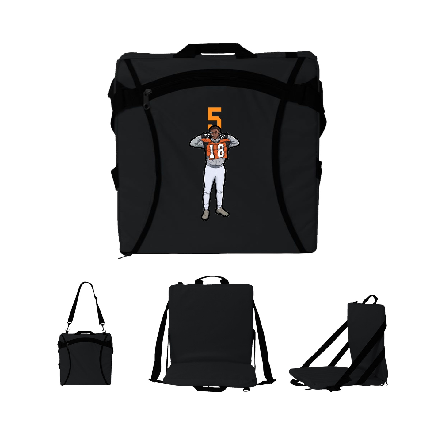 Folding Stadium Seat — Number Top in Black