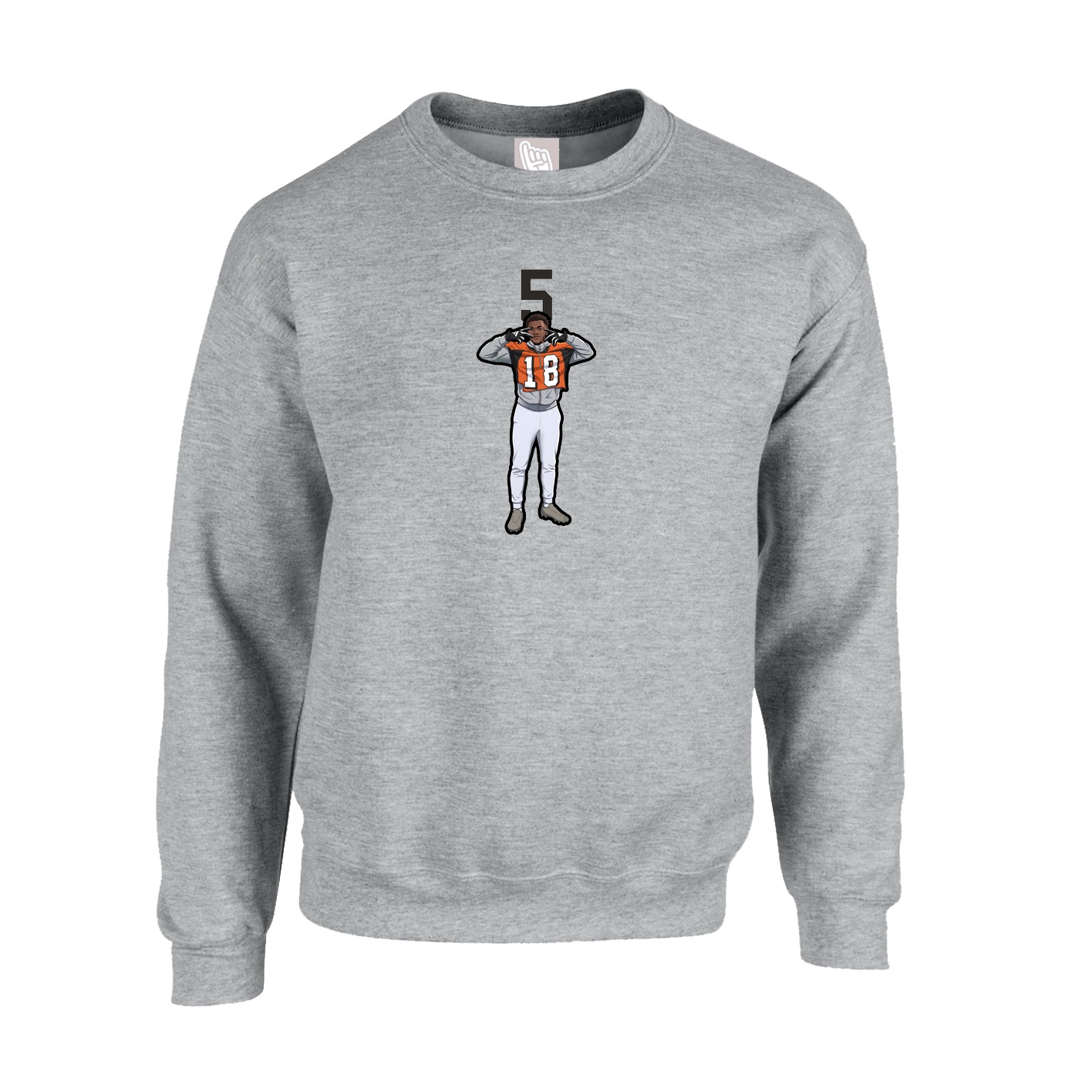 Fleece Crew — Number Top in Grey