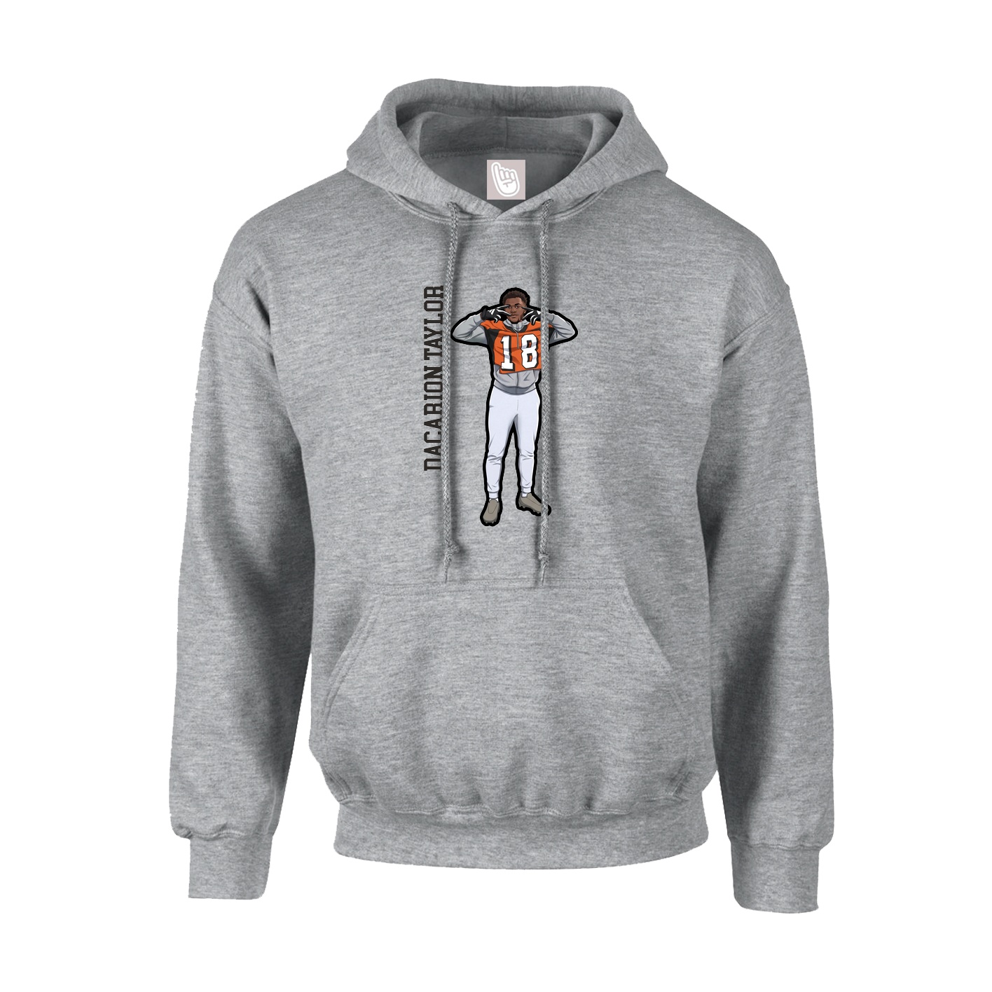 Hoodie — Name Vertical in Grey
