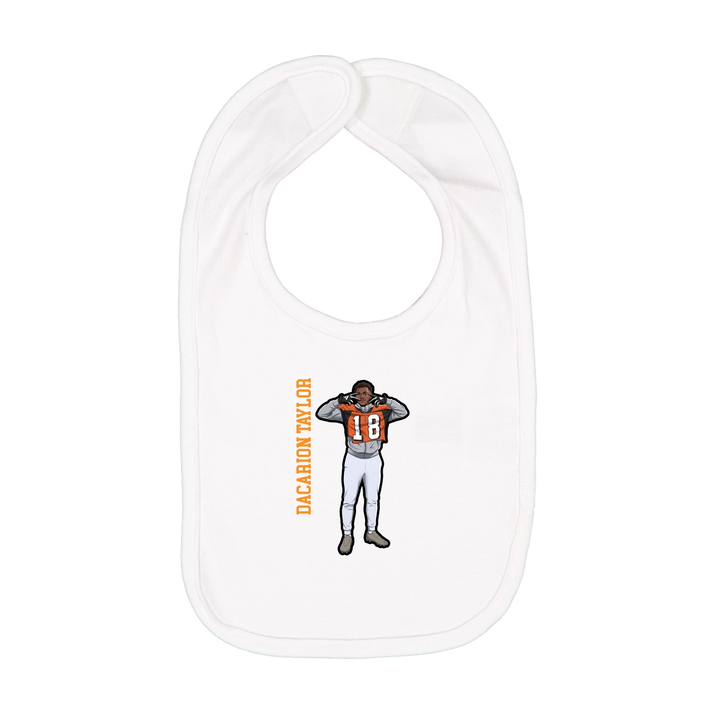 Infant Bib — Name Vertical in White