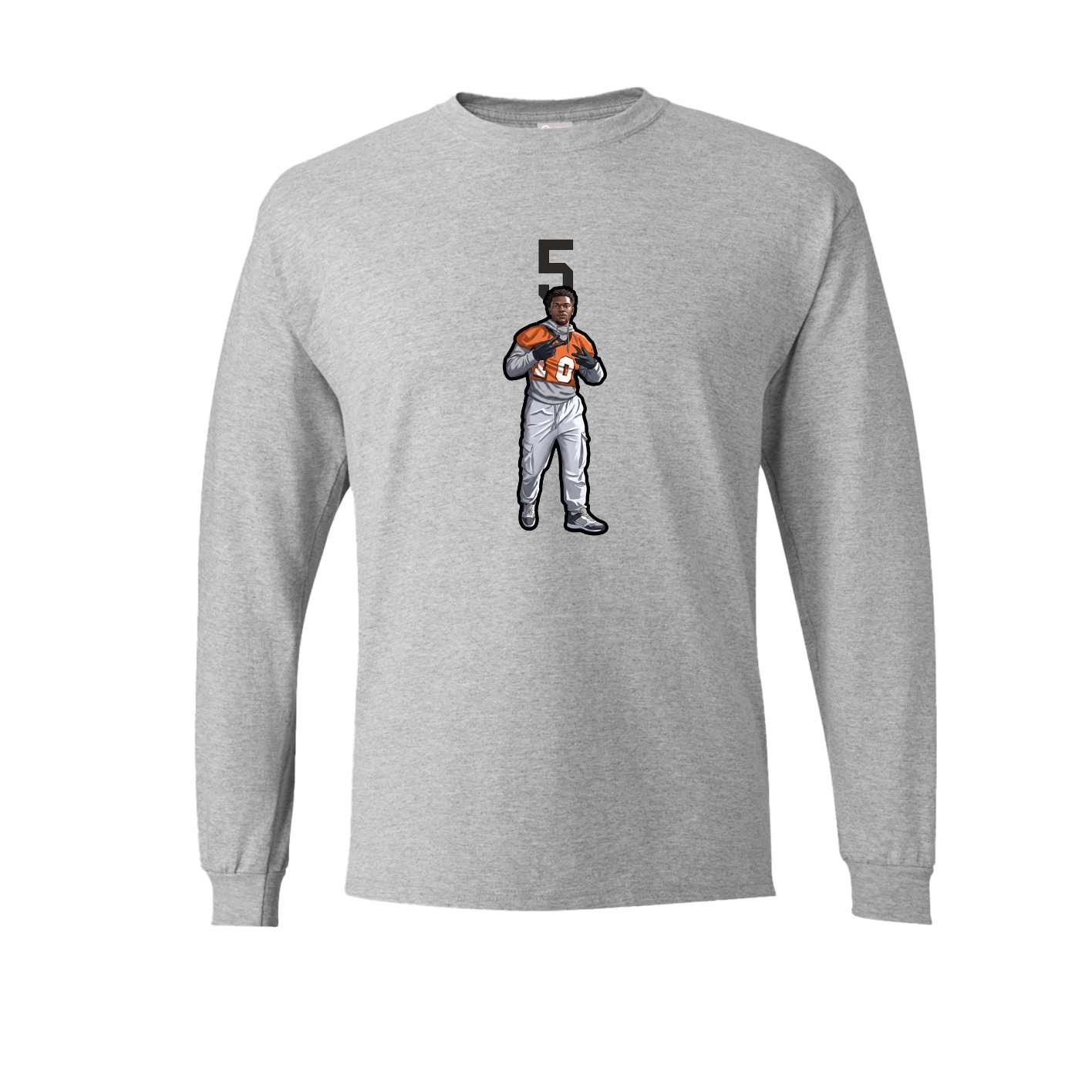 Long Sleeve Tee — Number Top in Grey