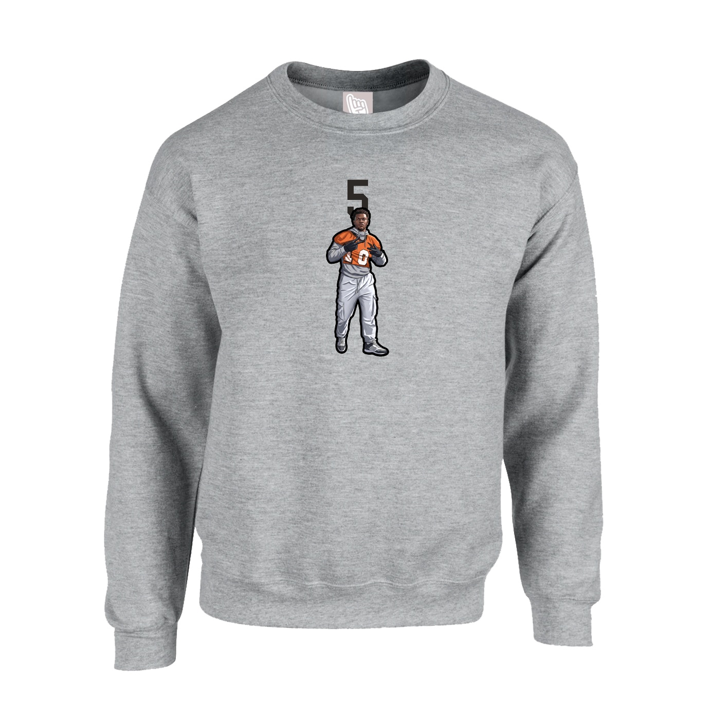 Fleece Crew — Number Top in Grey