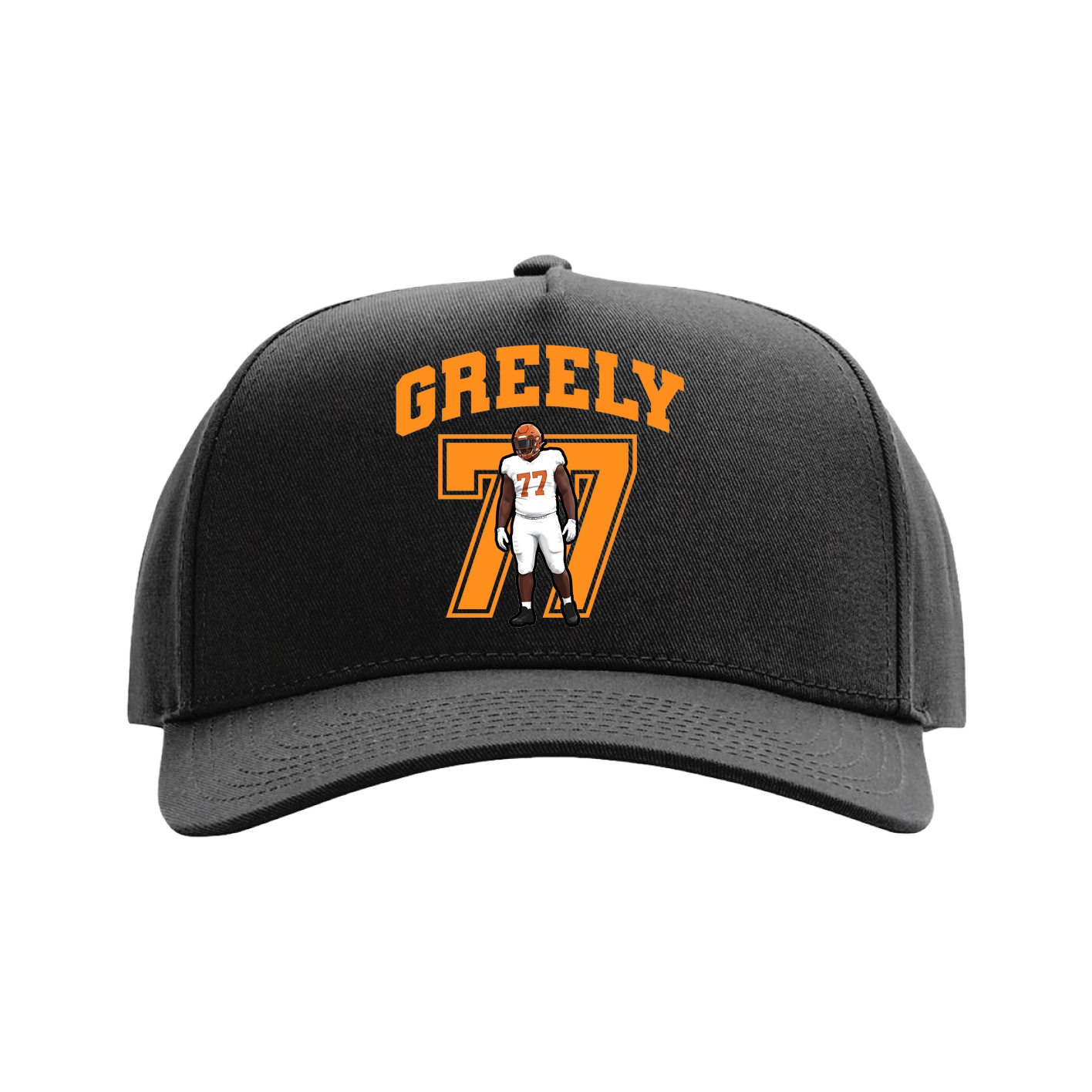 Full Fabric Five-Panel Champ Cap — Number in Black