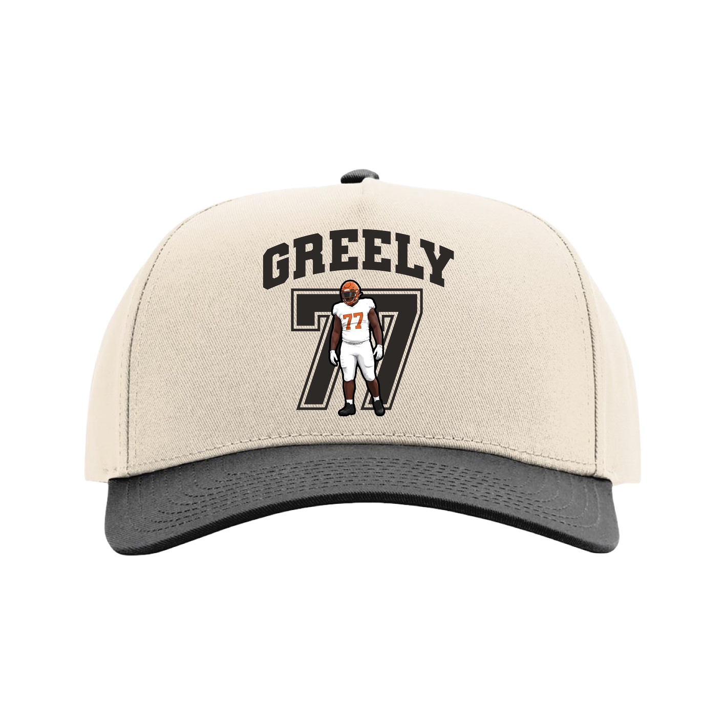 Full Fabric Five-Panel Champ Cap — Number in Cream/Black