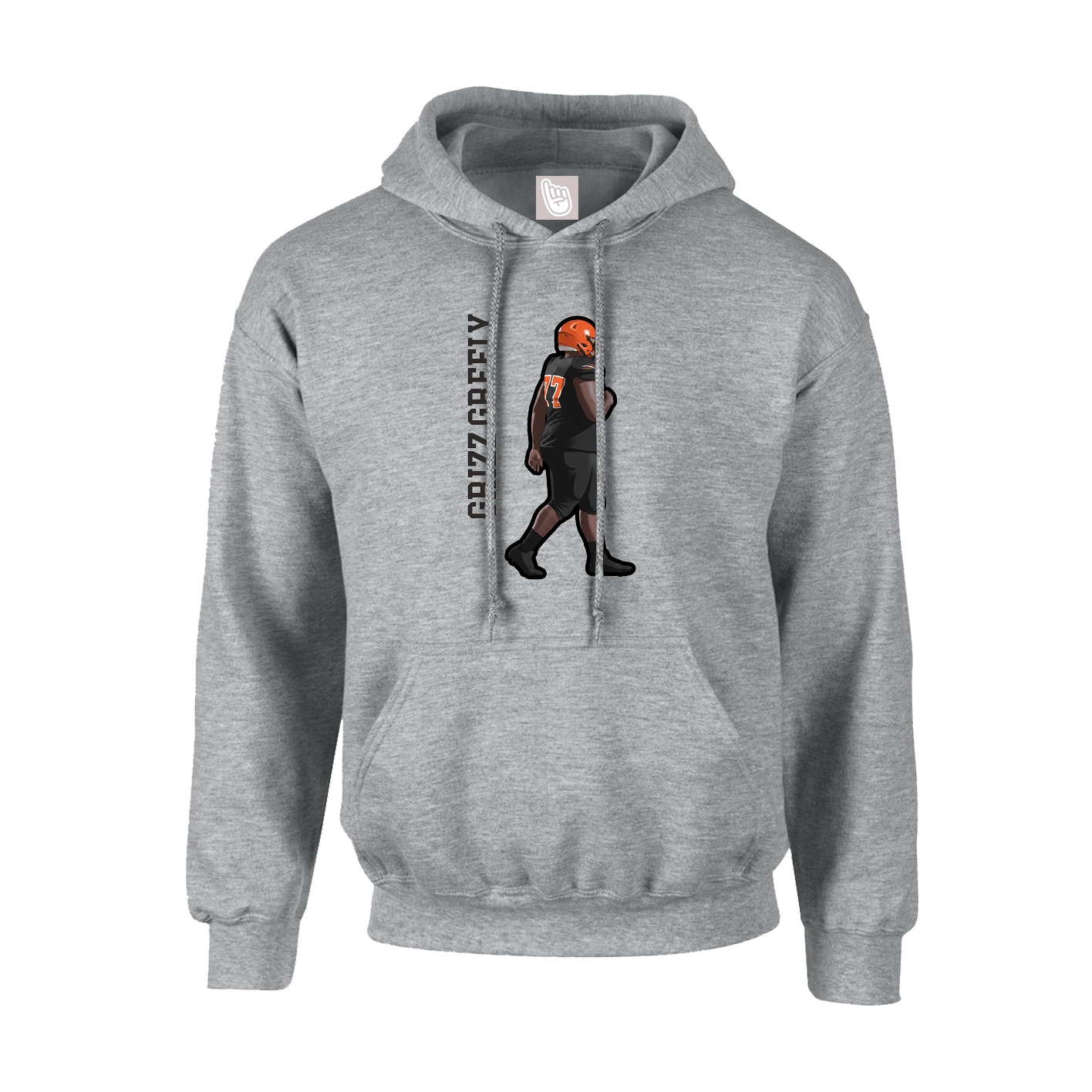 Hoodie — Name Vertical in Grey
