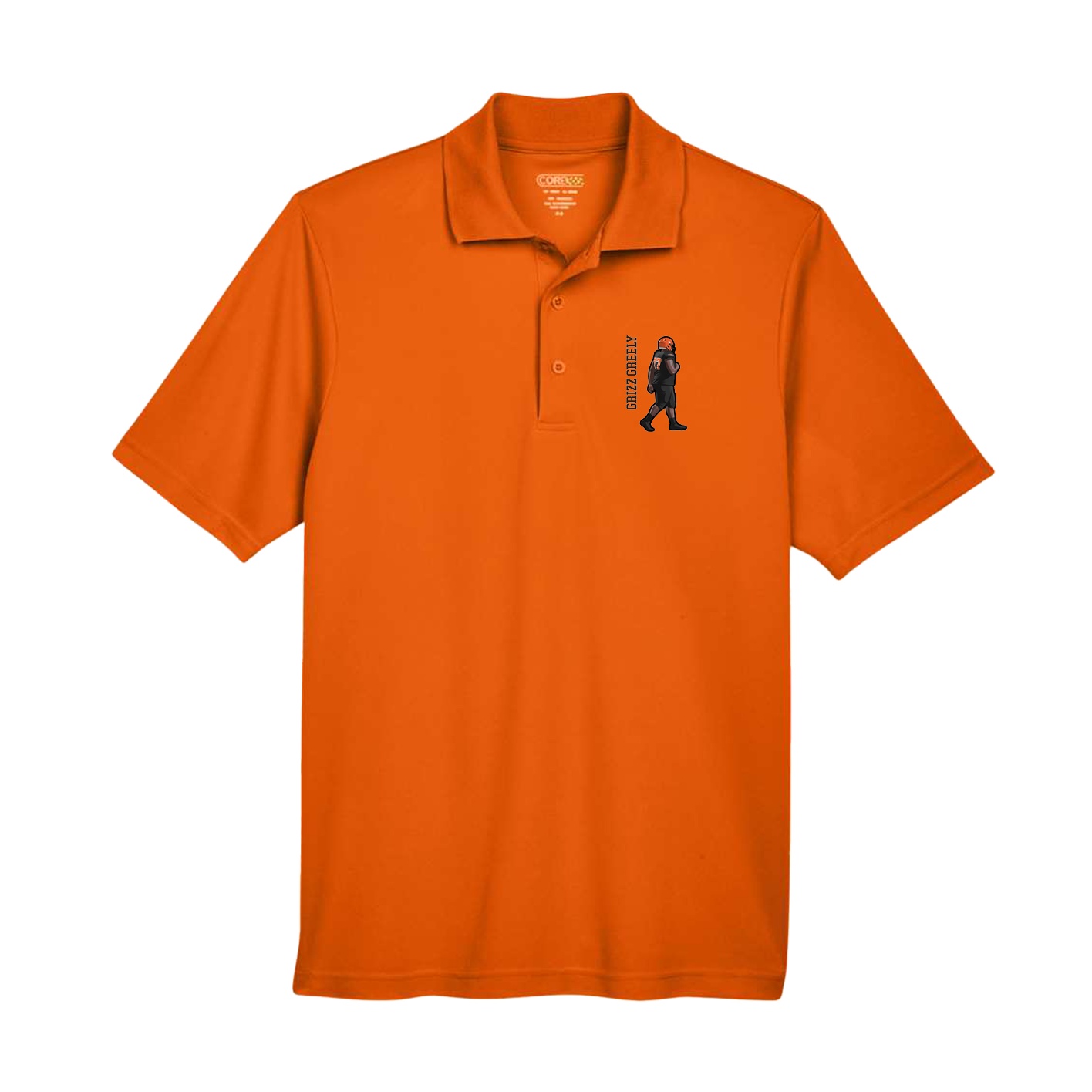 Performance Polo — Name Vertical in Orange