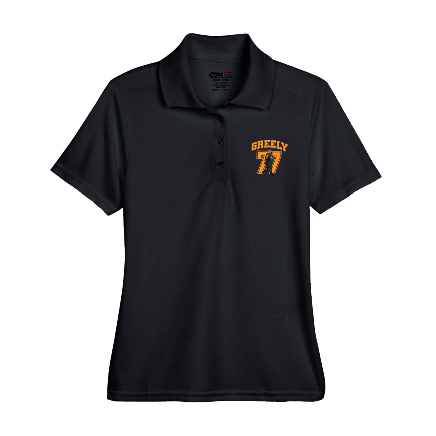 Womens Performance Polo — Number in Black