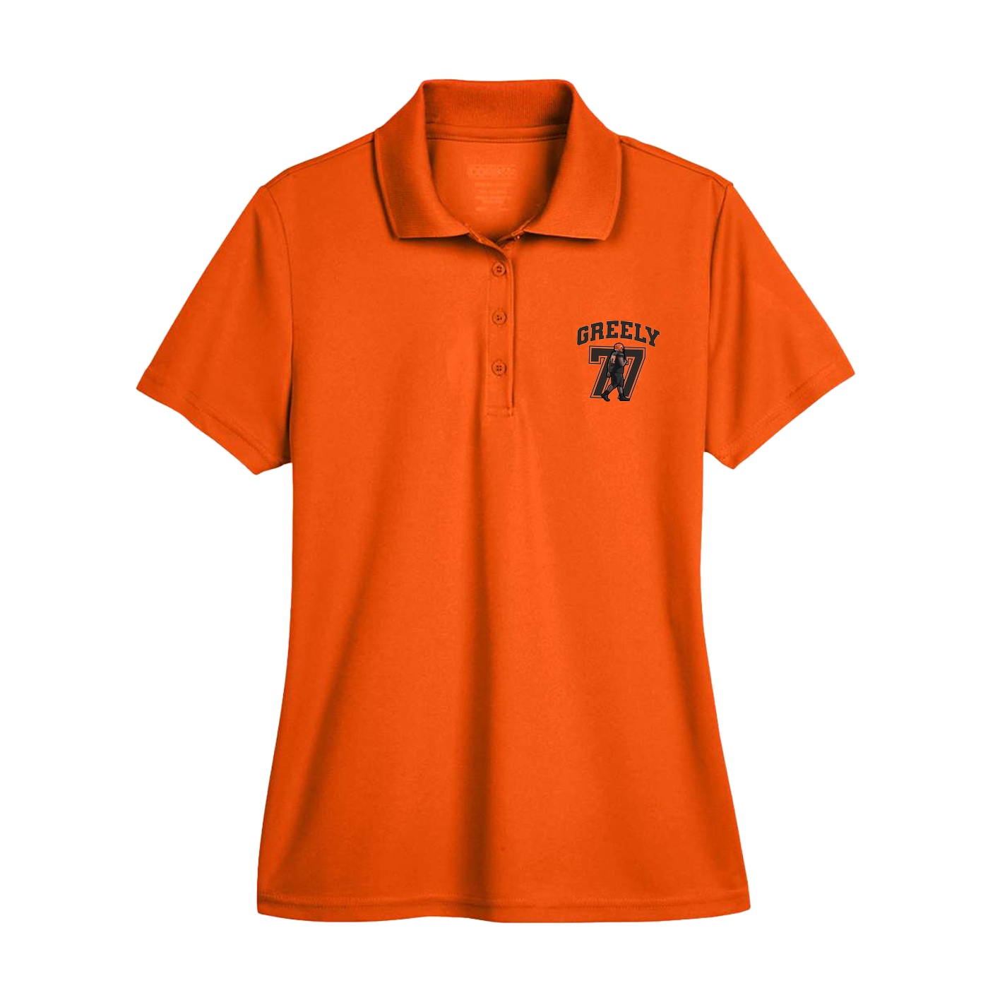 Womens Performance Polo — Number in Orange