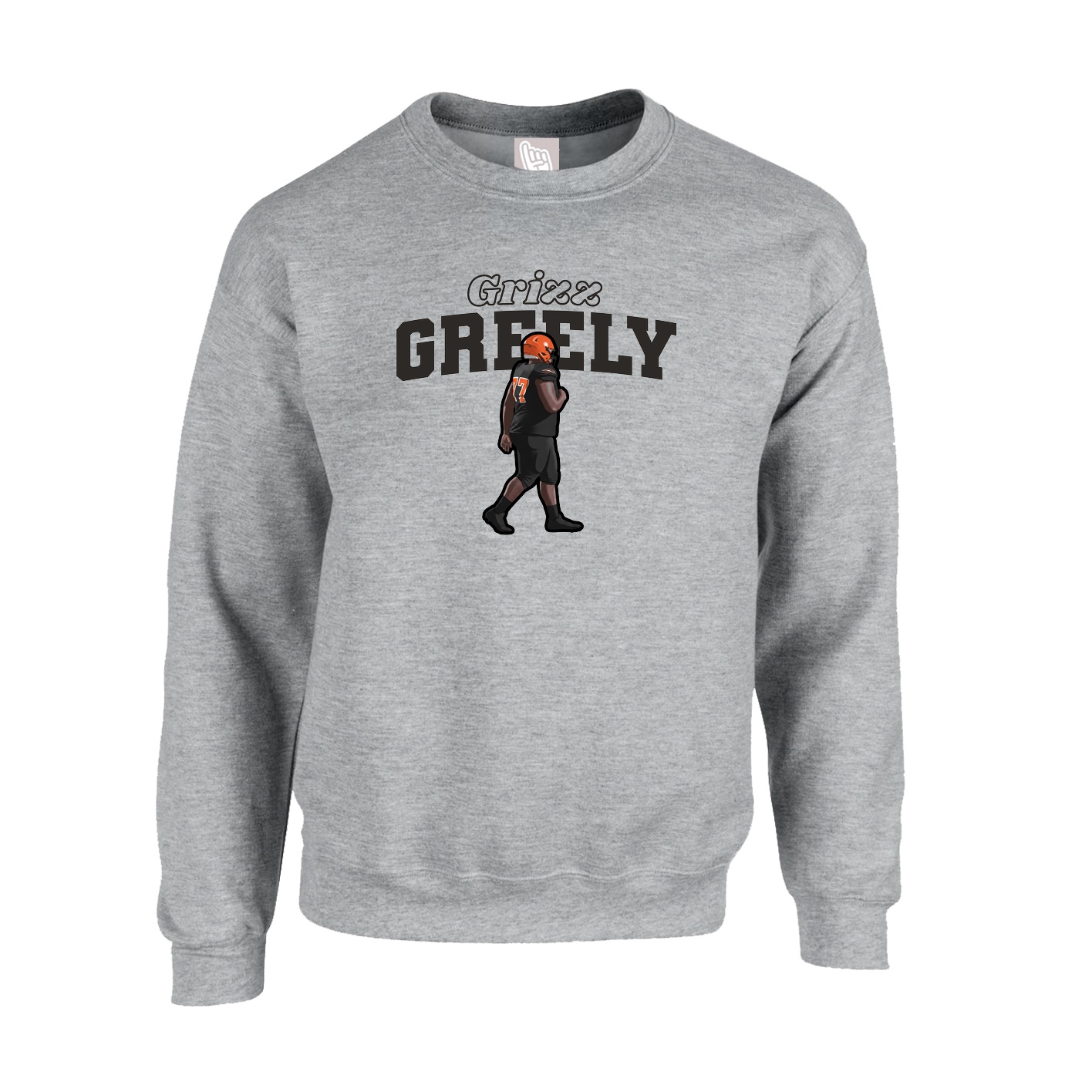 Fleece Crew — Name Arch in Grey