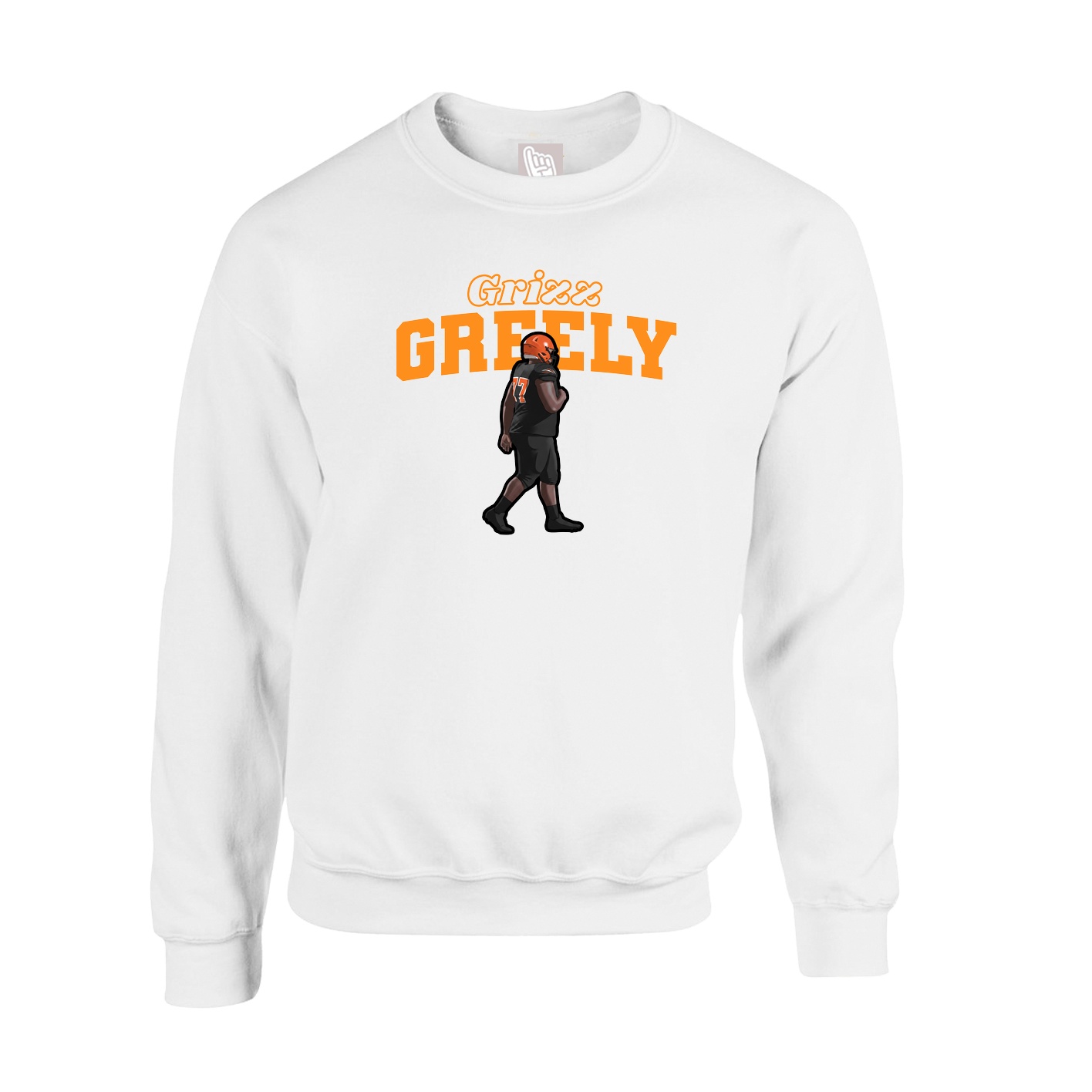 Fleece Crew — Name Arch in White